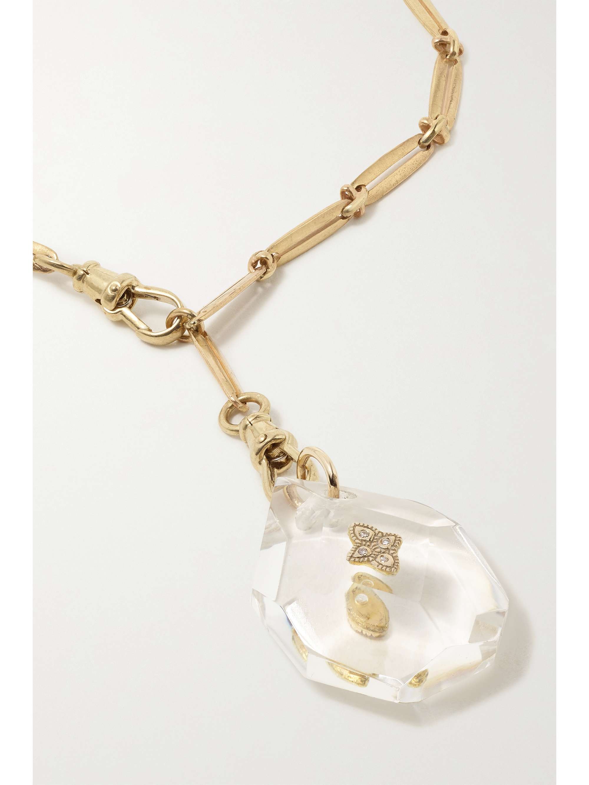 PASCALE MONVOISIN Prana N°3 9-karat gold, crystal and diamond necklace