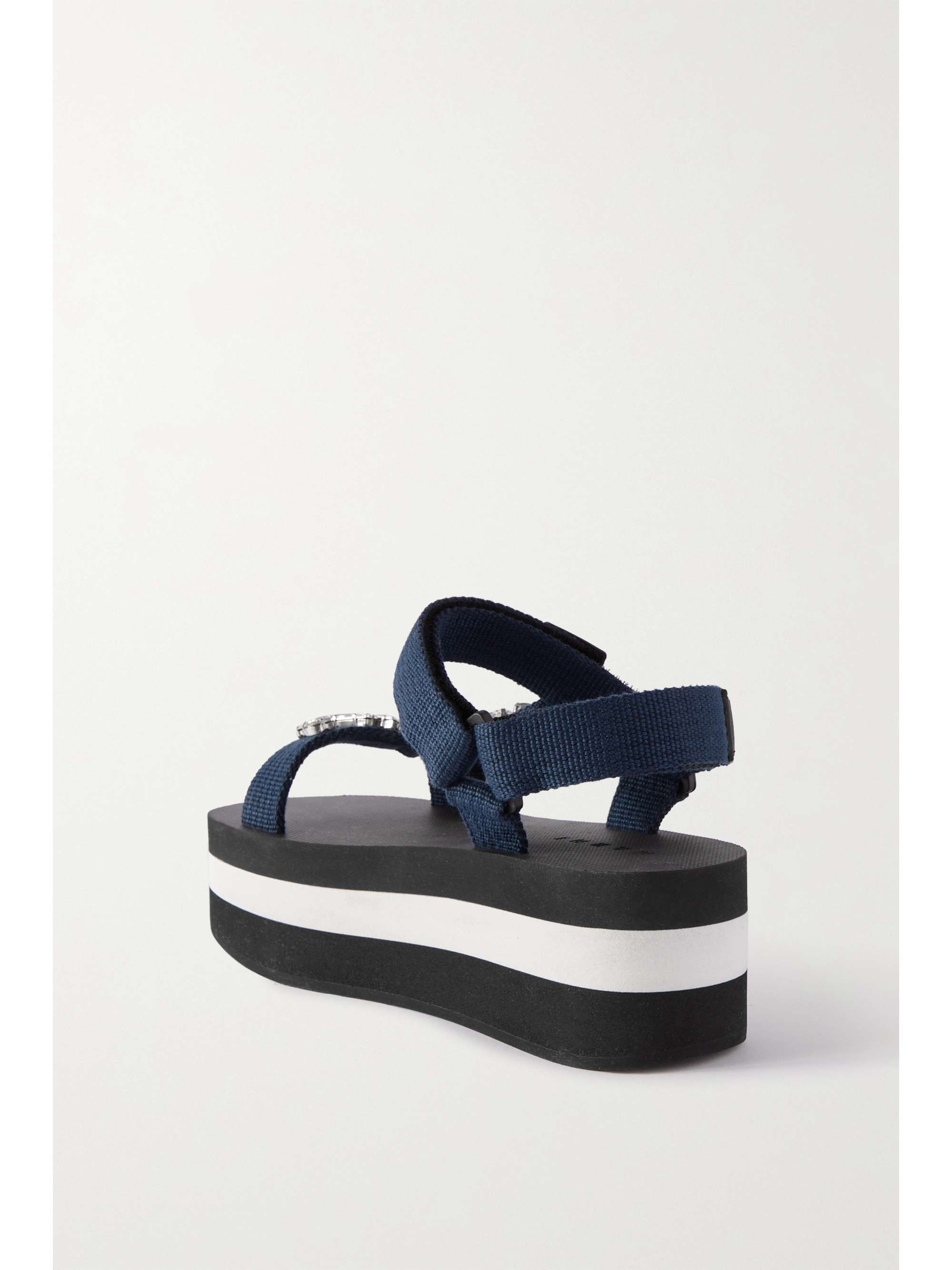 MARNI Crystal-embellished grosgrain platform sandals