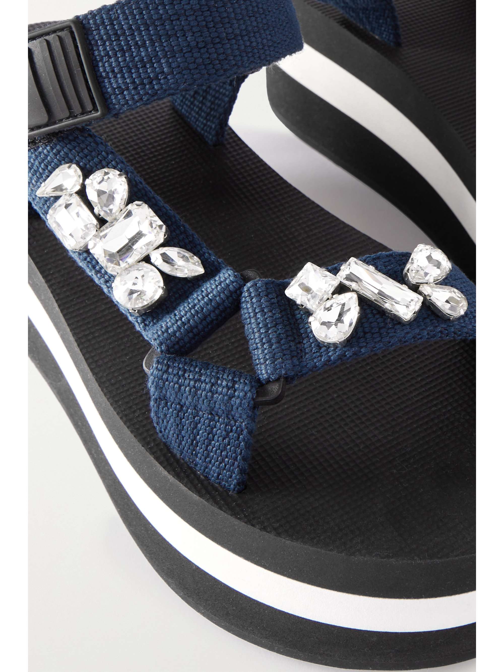 MARNI Crystal-embellished grosgrain platform sandals