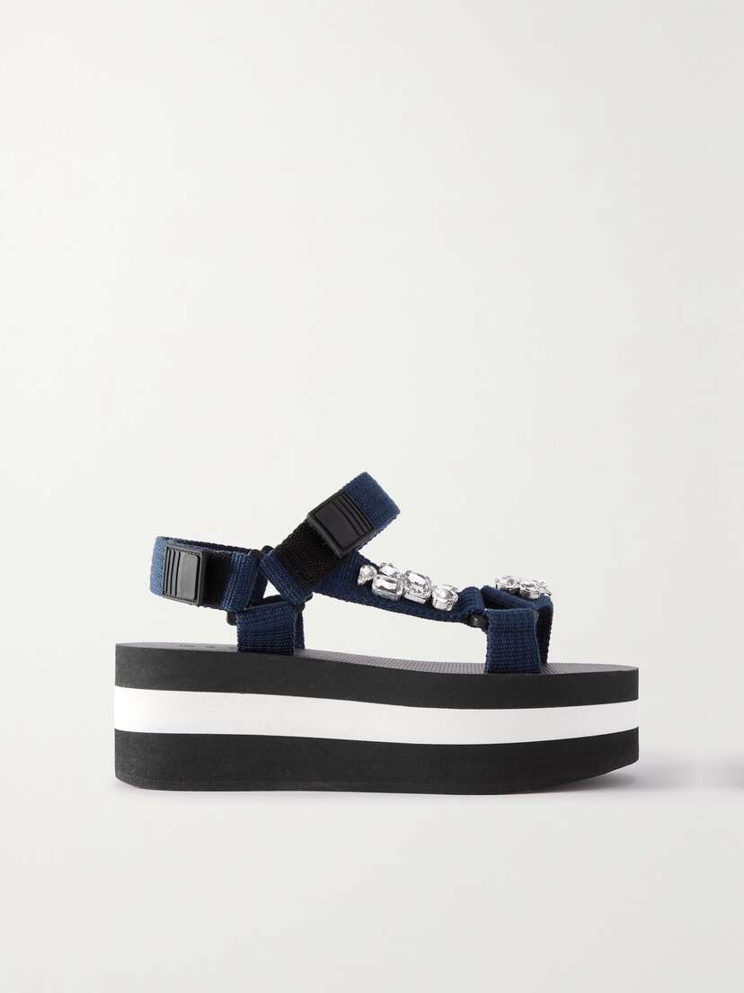 Marni Crystal-embellished Grosgrain Platform Sandals