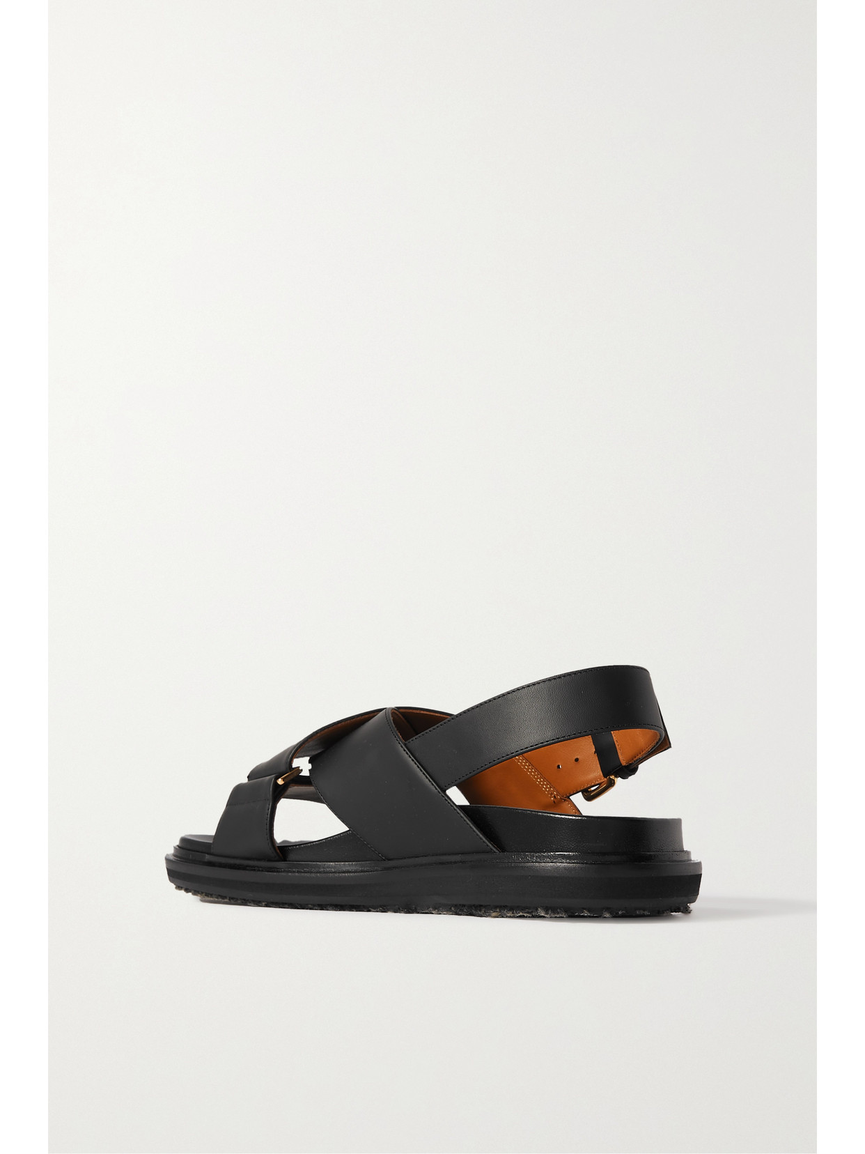 Shop Marni Fussbett Leather Slingback Sandals In Black