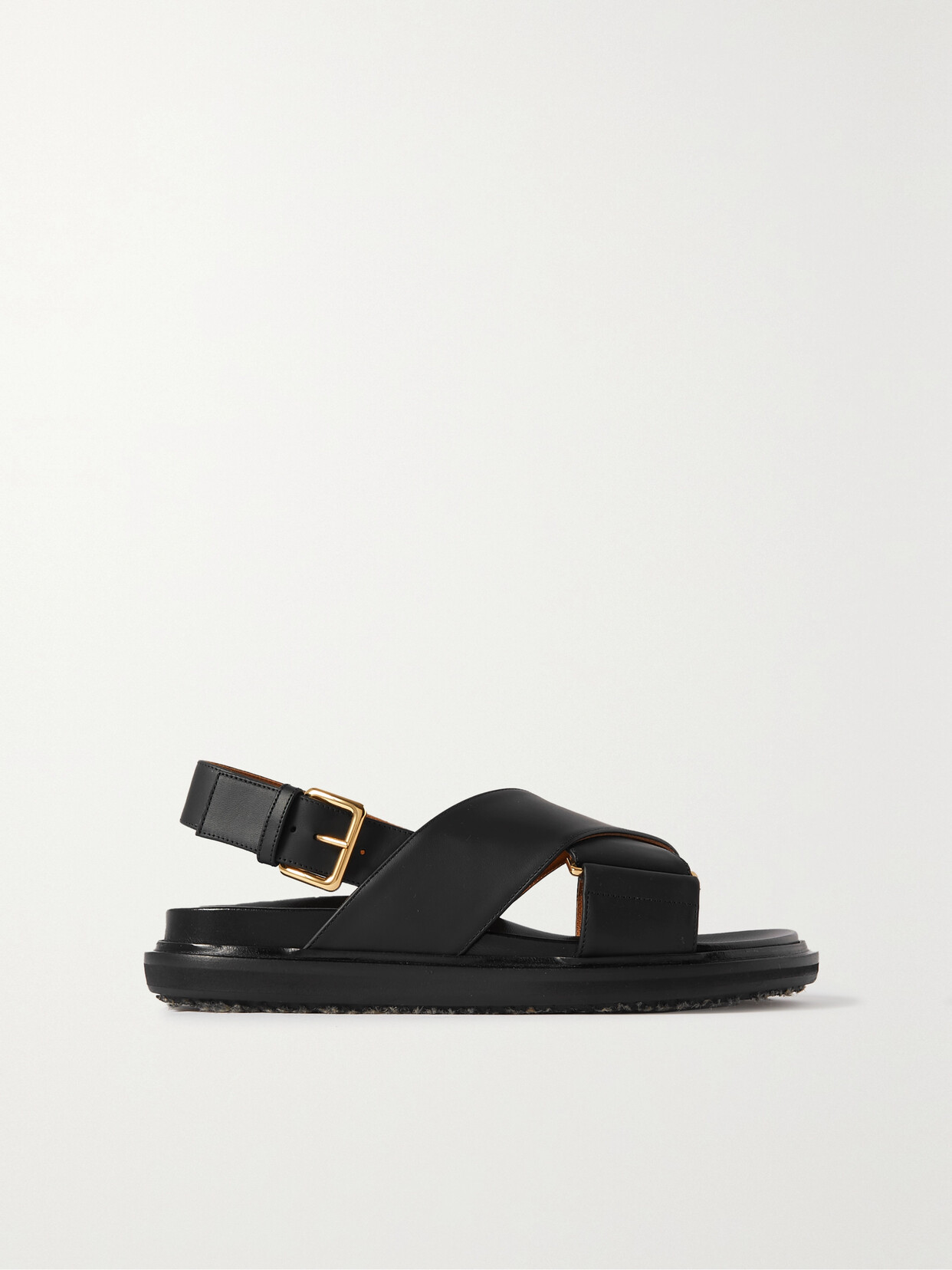 Shop Marni Fussbett Leather Slingback Sandals In Black