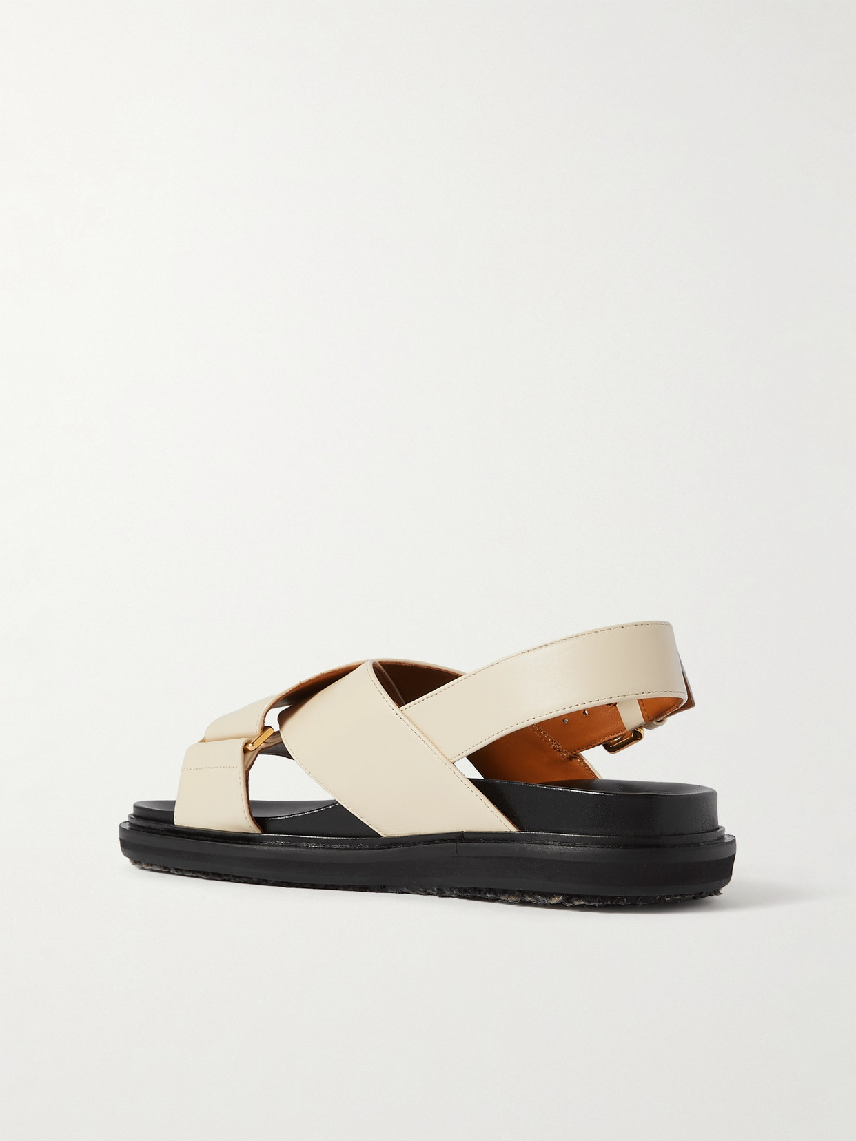 Shop Marni Fussbett Leather Slingback Sandals In White