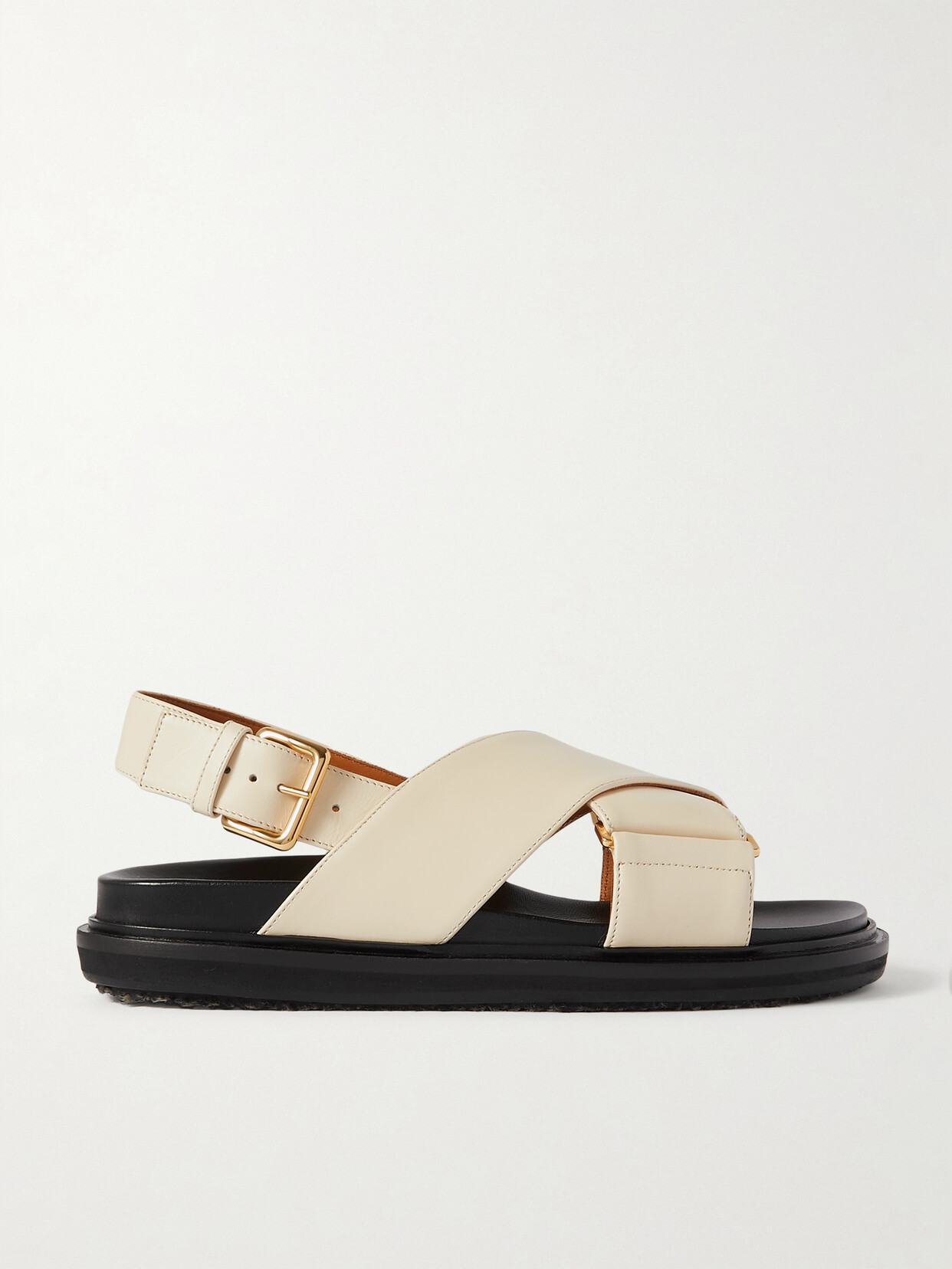 Shop Marni Fussbett Leather Slingback Sandals In White