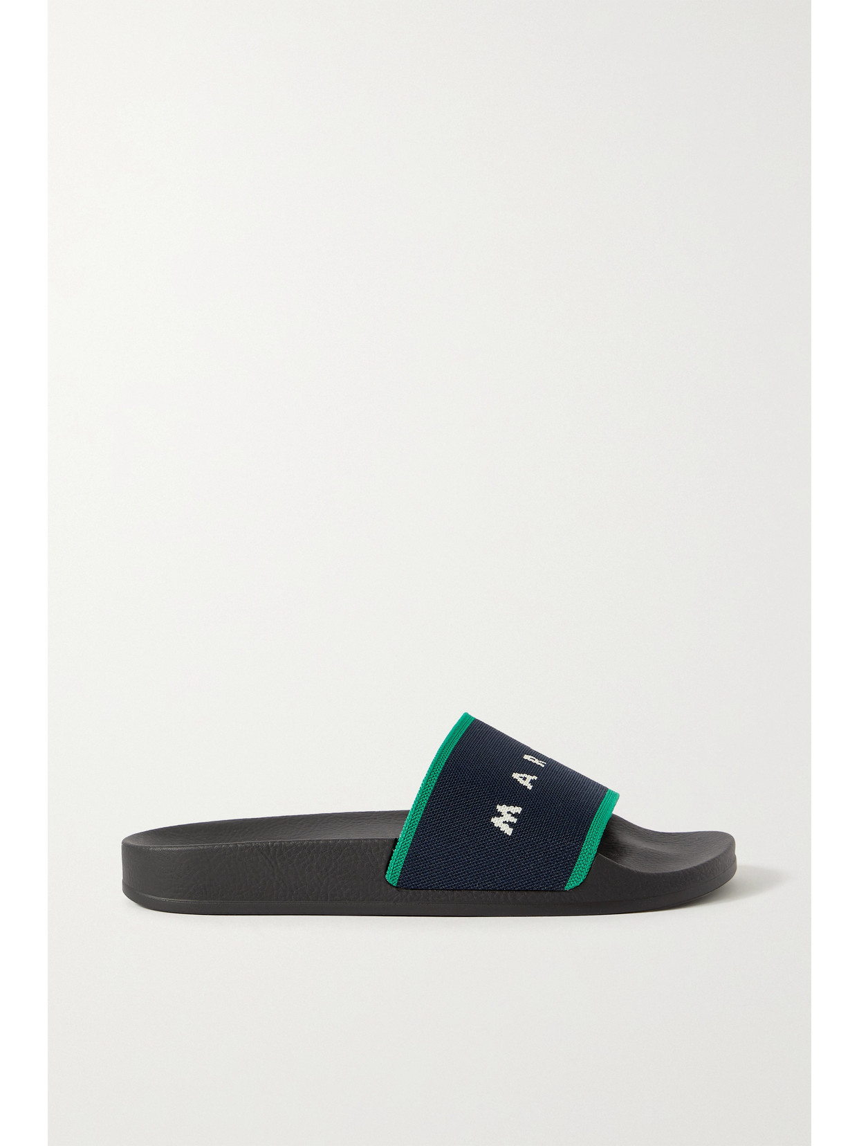 Marni Slide Logo-print Canvas And Rubber Slides In Black