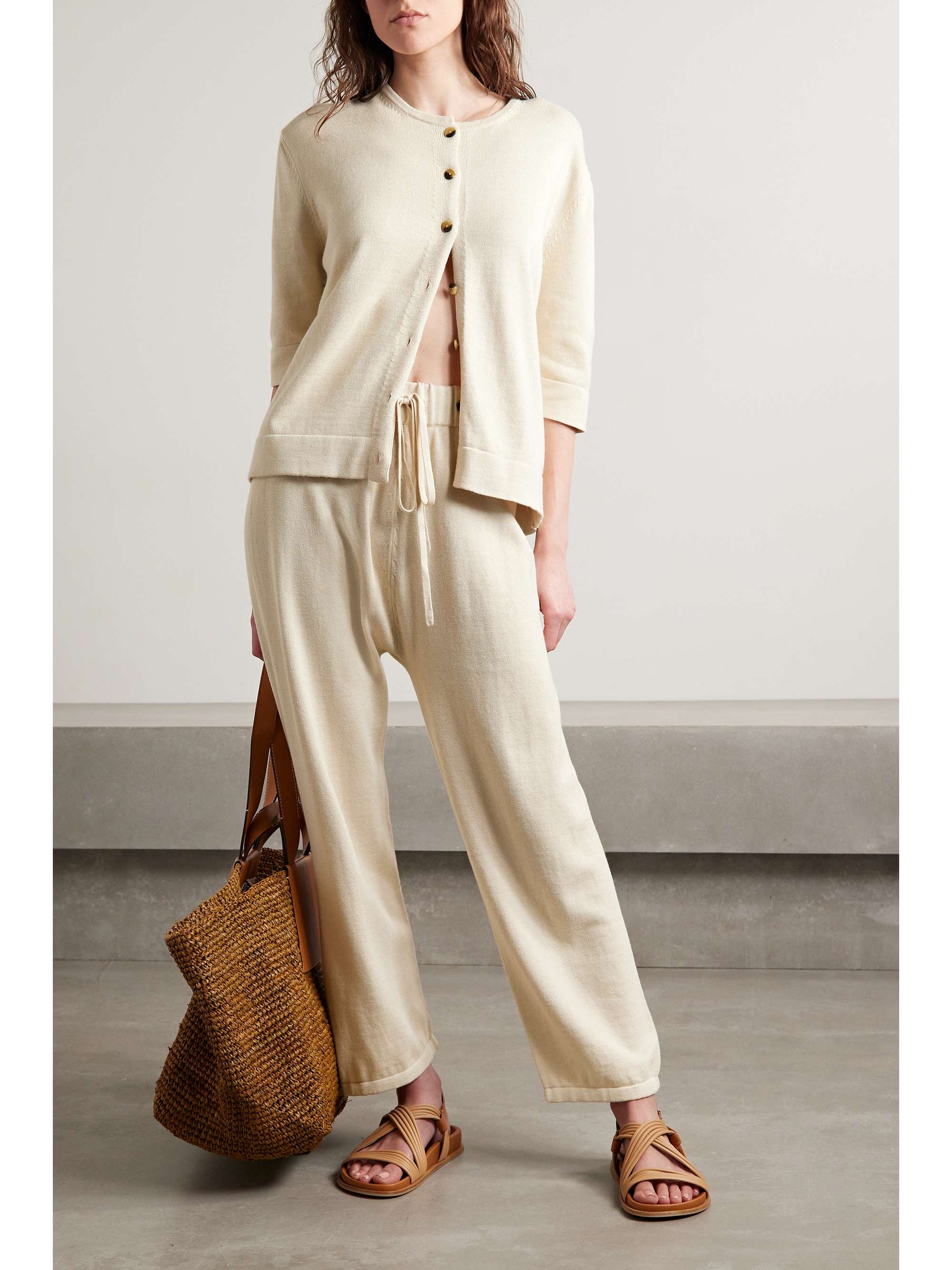 Beige Pima cotton and alpaca-blend 
