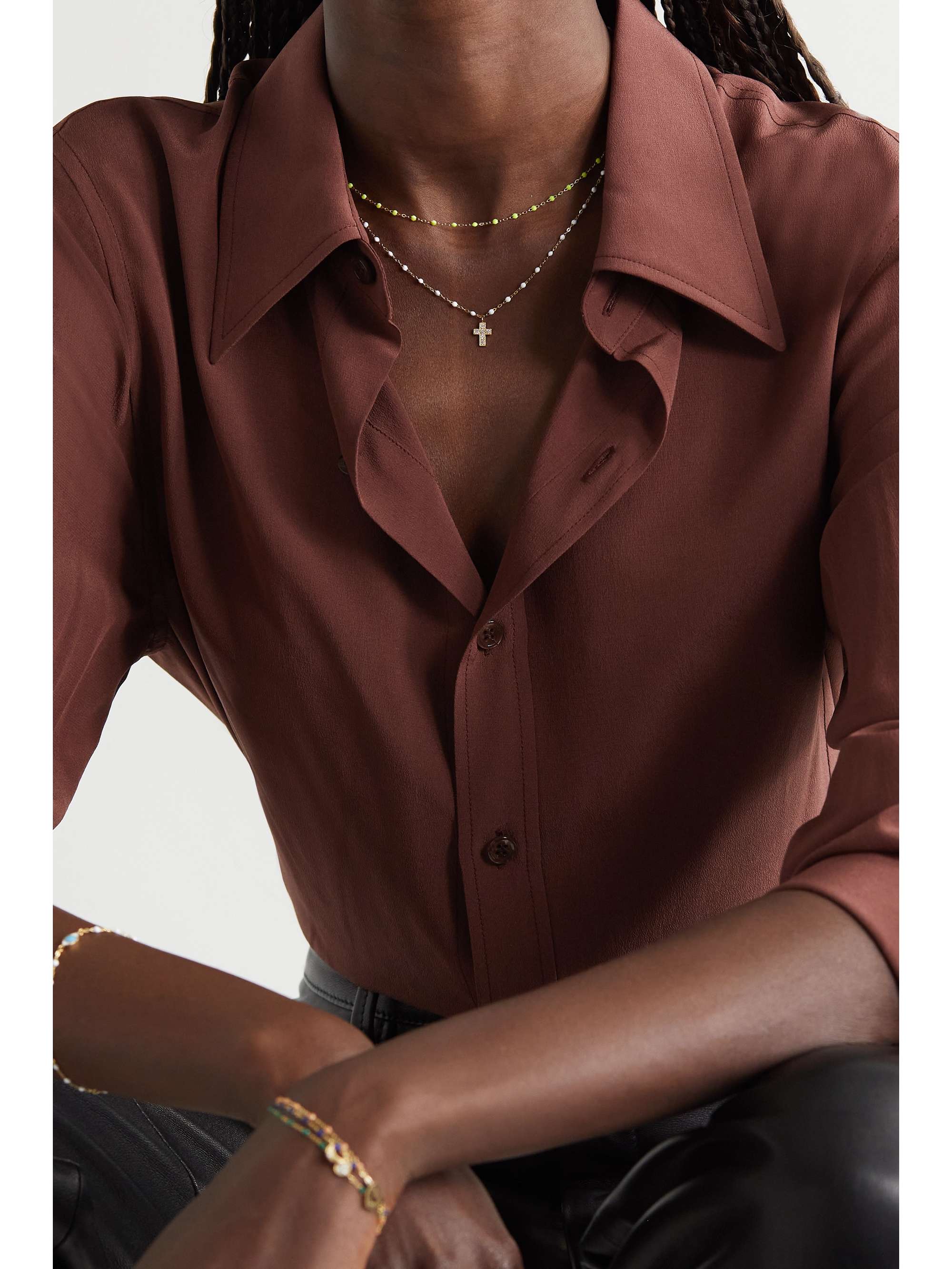 GIGI CLOZEAU Classic Gigi 18-karat gold, resin and diamond necklace