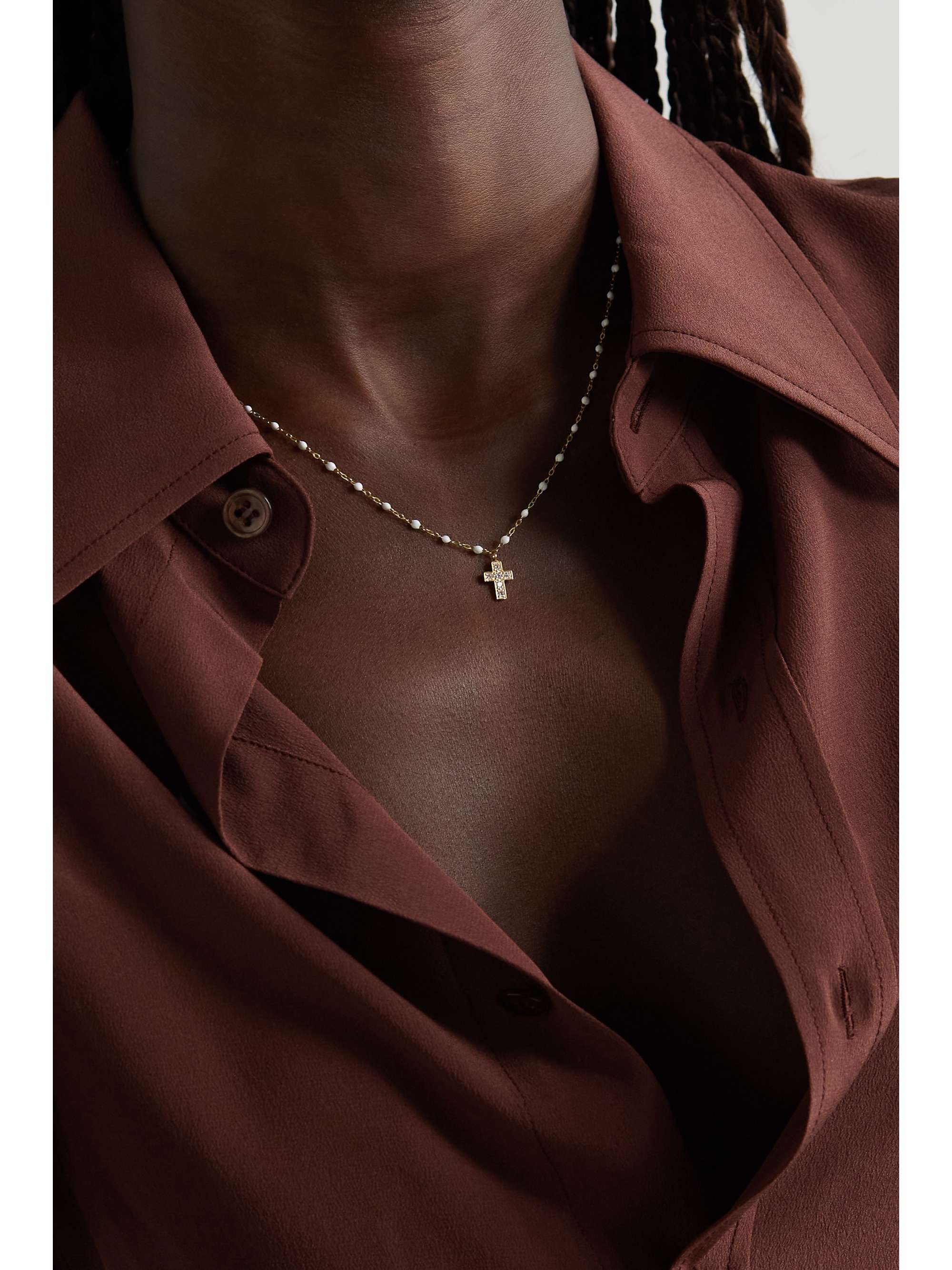 GIGI CLOZEAU Classic Gigi 18-karat gold, resin and diamond necklace