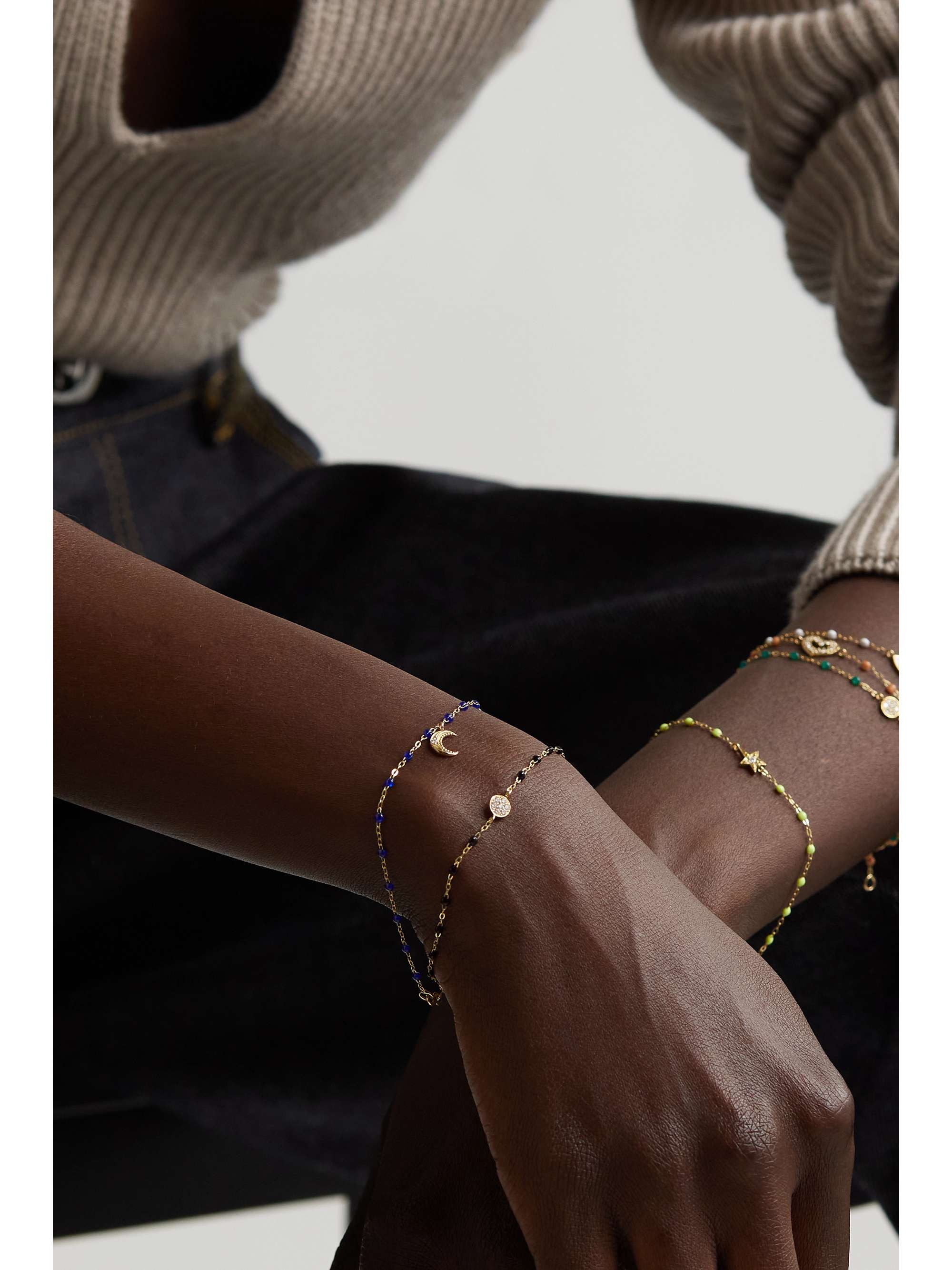GIGI CLOZEAU Puce Classic Gigi 18-karat gold, resin and diamond bracelet