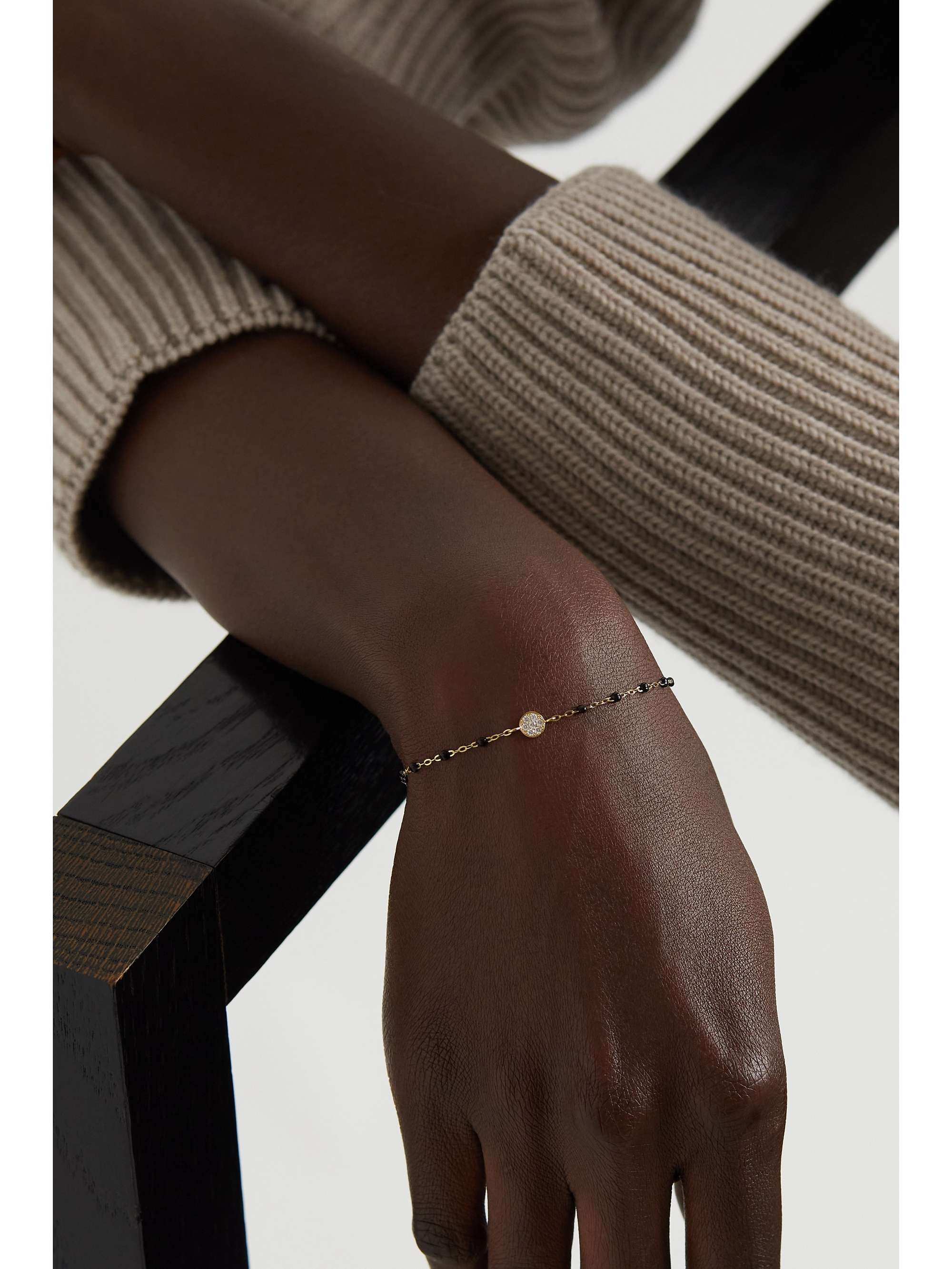 GIGI CLOZEAU Puce Classic Gigi 18-karat gold, resin and diamond bracelet