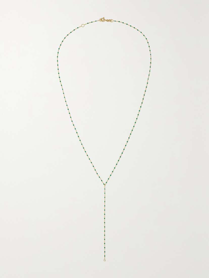 Gigi Clozeau Mini Gigi Y Party 18-karat Gold, Resin And Diamond Necklace