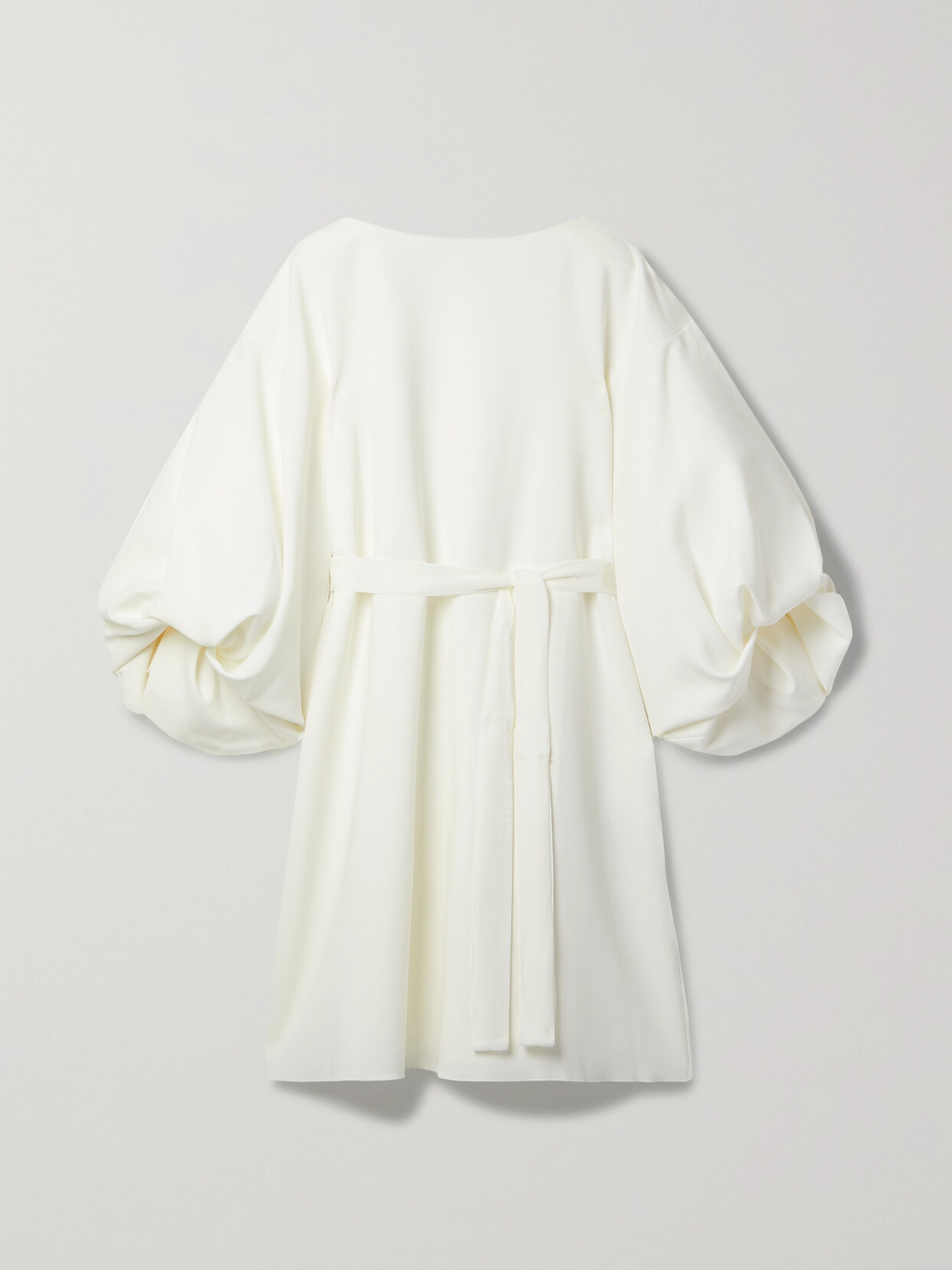 Shop Roksanda Ayara Belted Velvet-trimmed Crepe Dress In Ivory