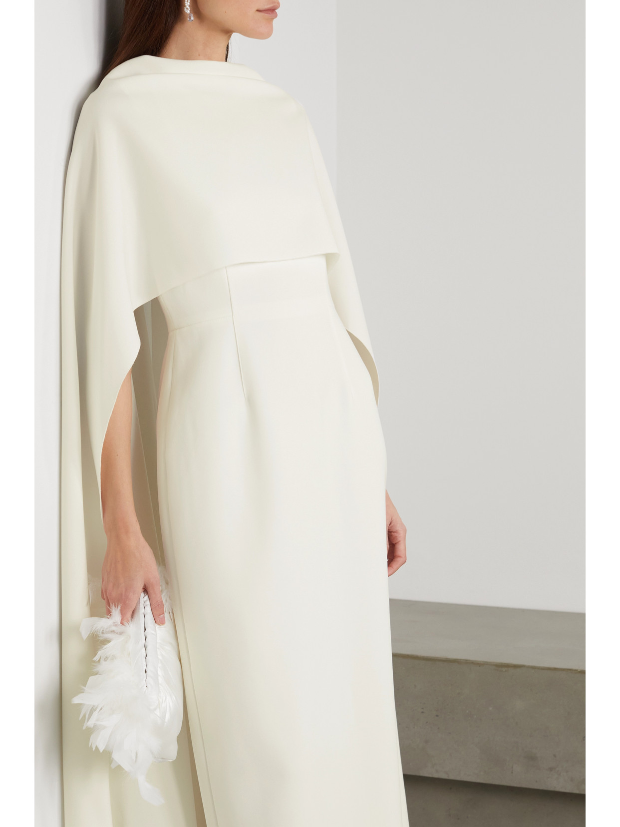 Shop Roksanda Elinia Cape-effect Tie-back Cady Gown In Ivory