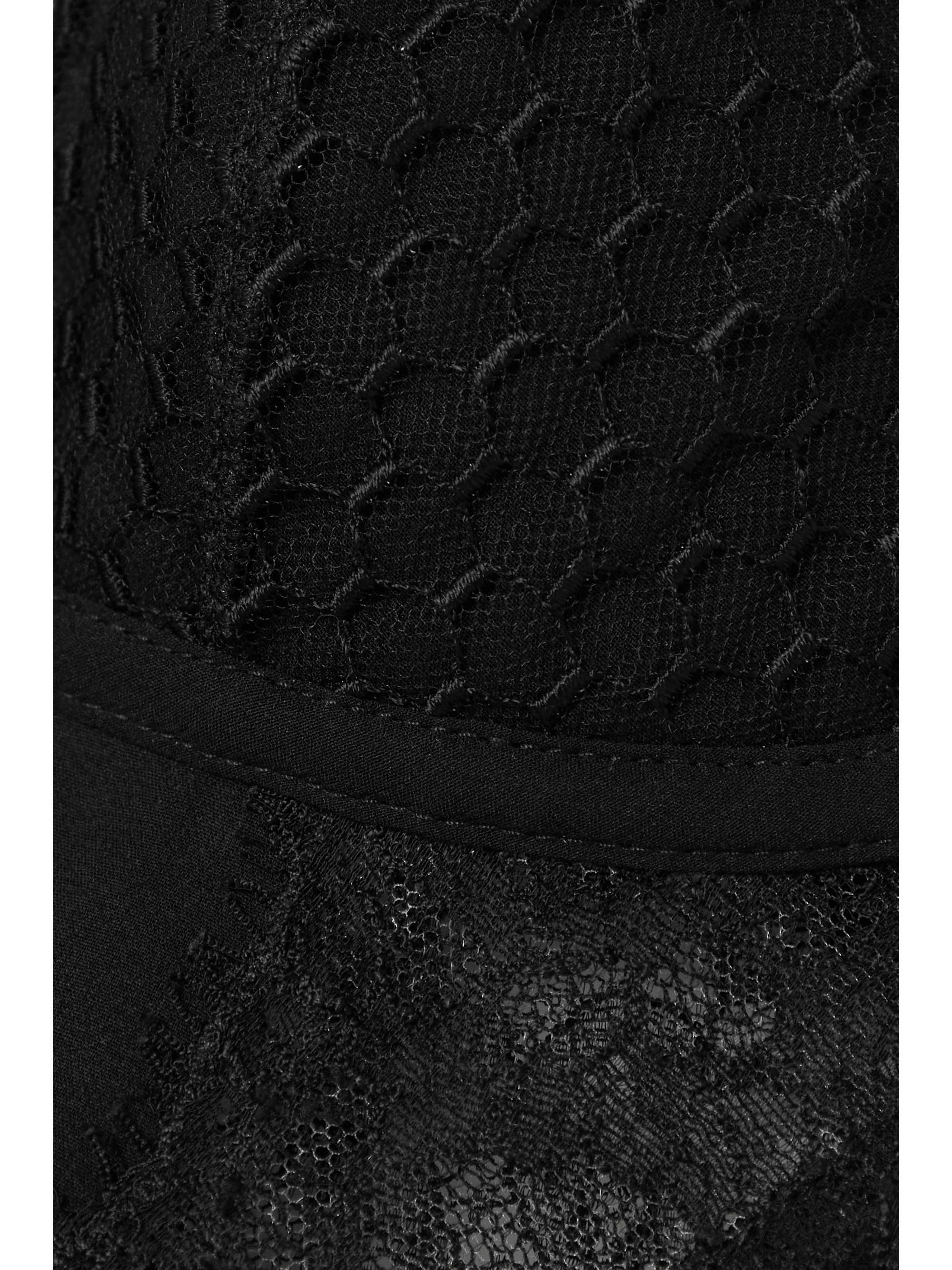 LA PERLA Honeycomb Shadows cutout Leavers lace, tulle and stretch-silk bustier top