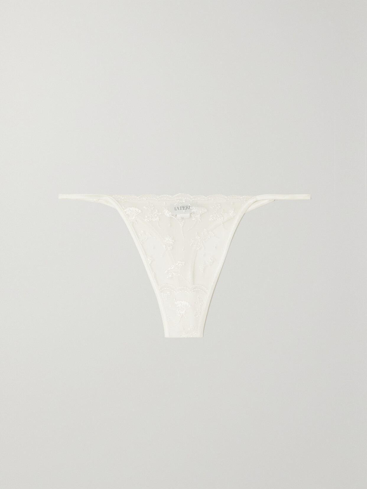 La Perla - Midnight Botanica Embroidered Tulle And Cotton-blend Jersey Thong - White