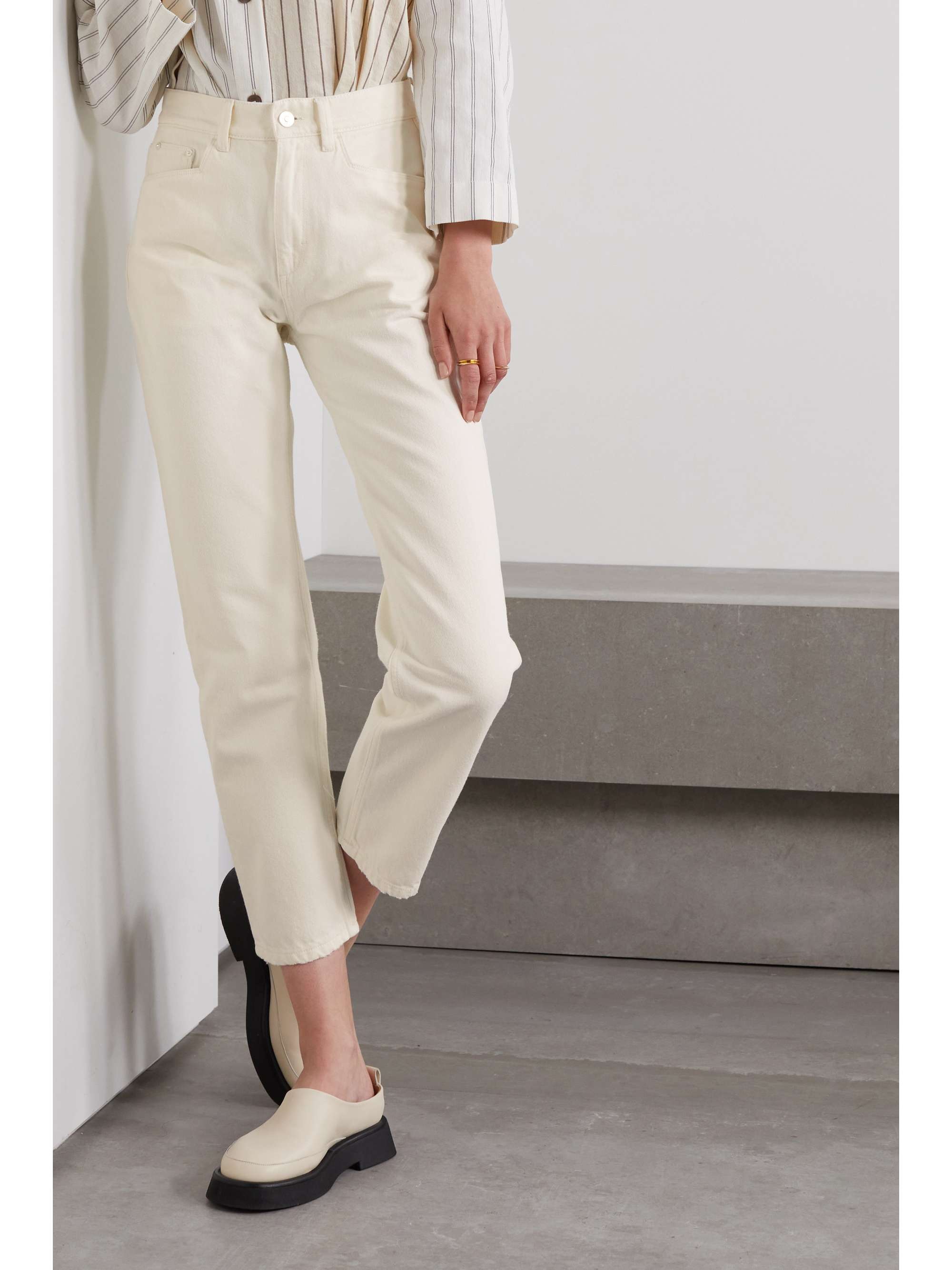 WANDLER + NET SUSTAIN Carnation cropped organic denim mid-rise straight-leg jeans