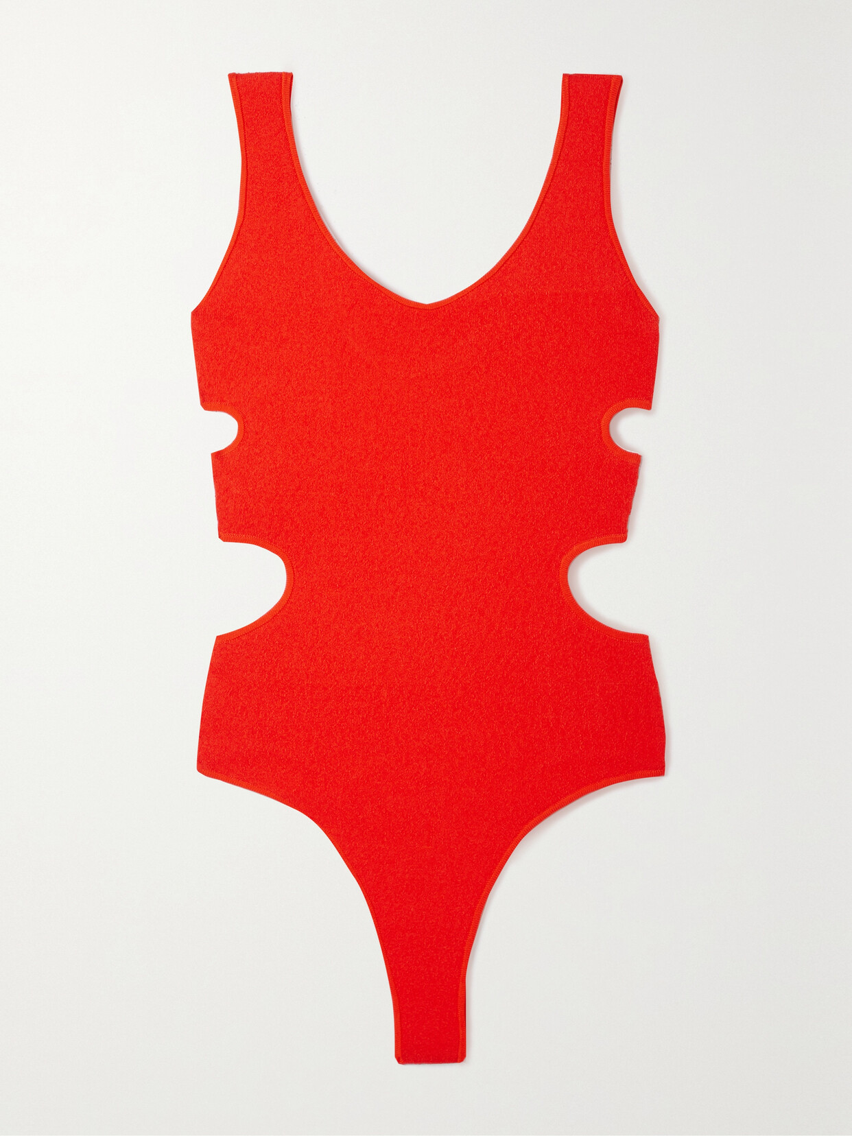 Proenza Schouler Cutout Fringed Stretch-knit Thong Bodysuit - Orange