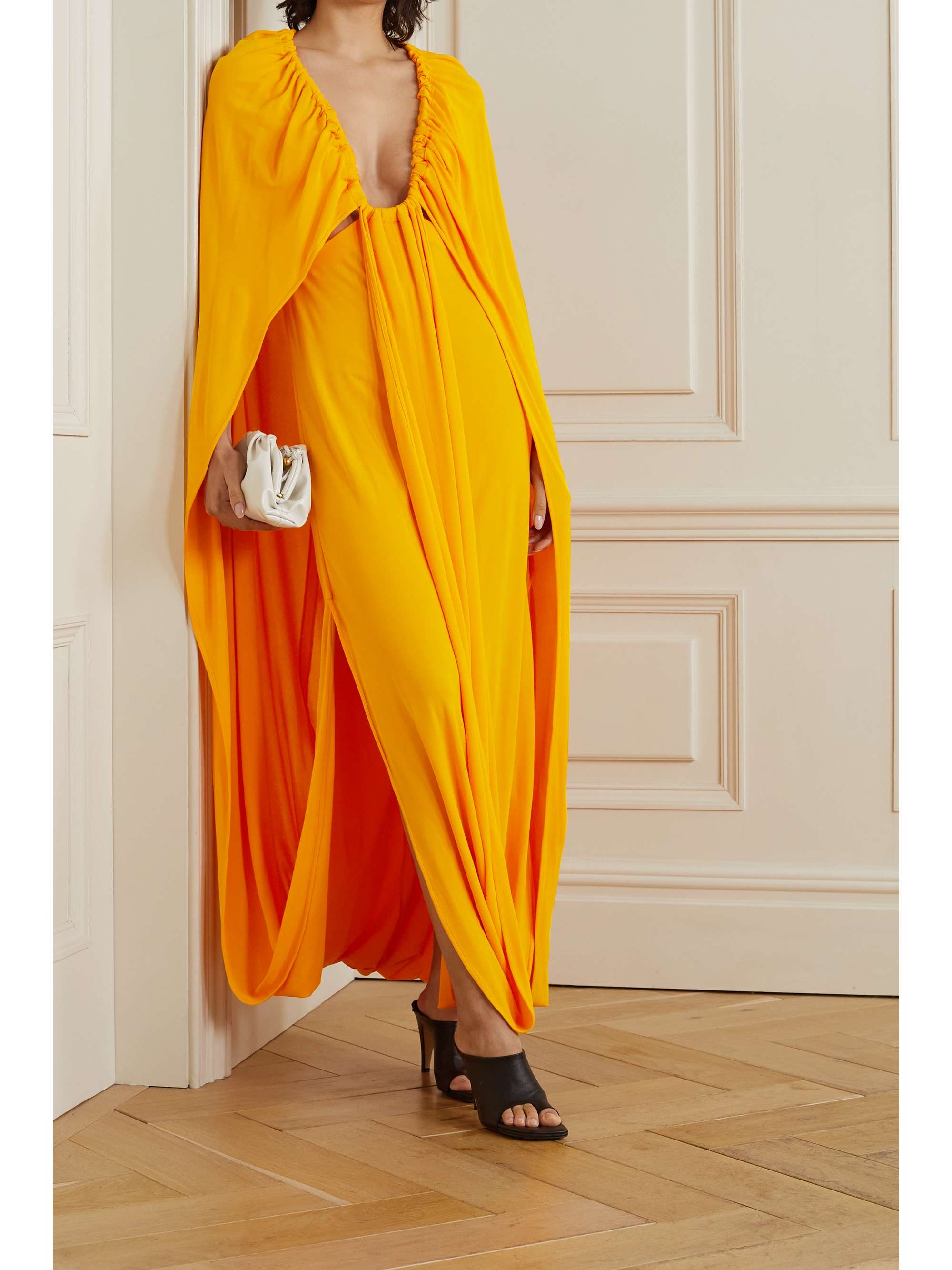 PROENZA SCHOULER Cape-effect gathered jersey maxi dress