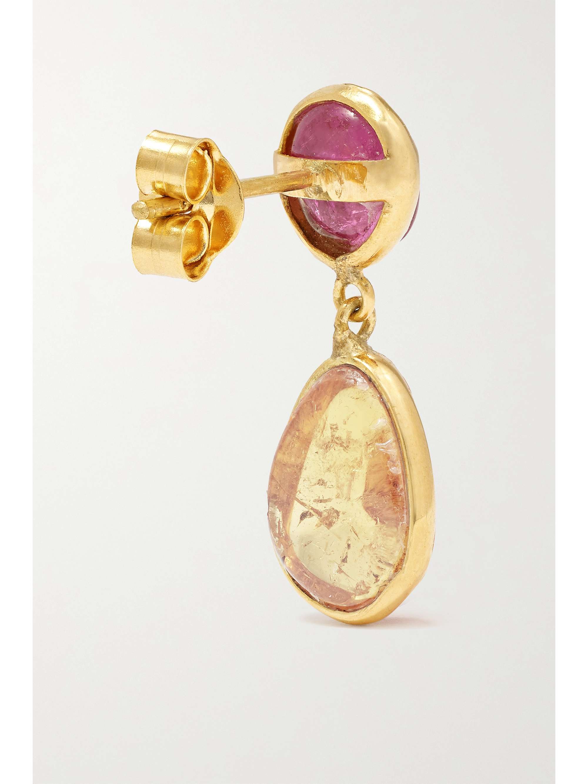 PIPPA SMALL Double Drop 18-karat gold, tourmaline and garnet earrings