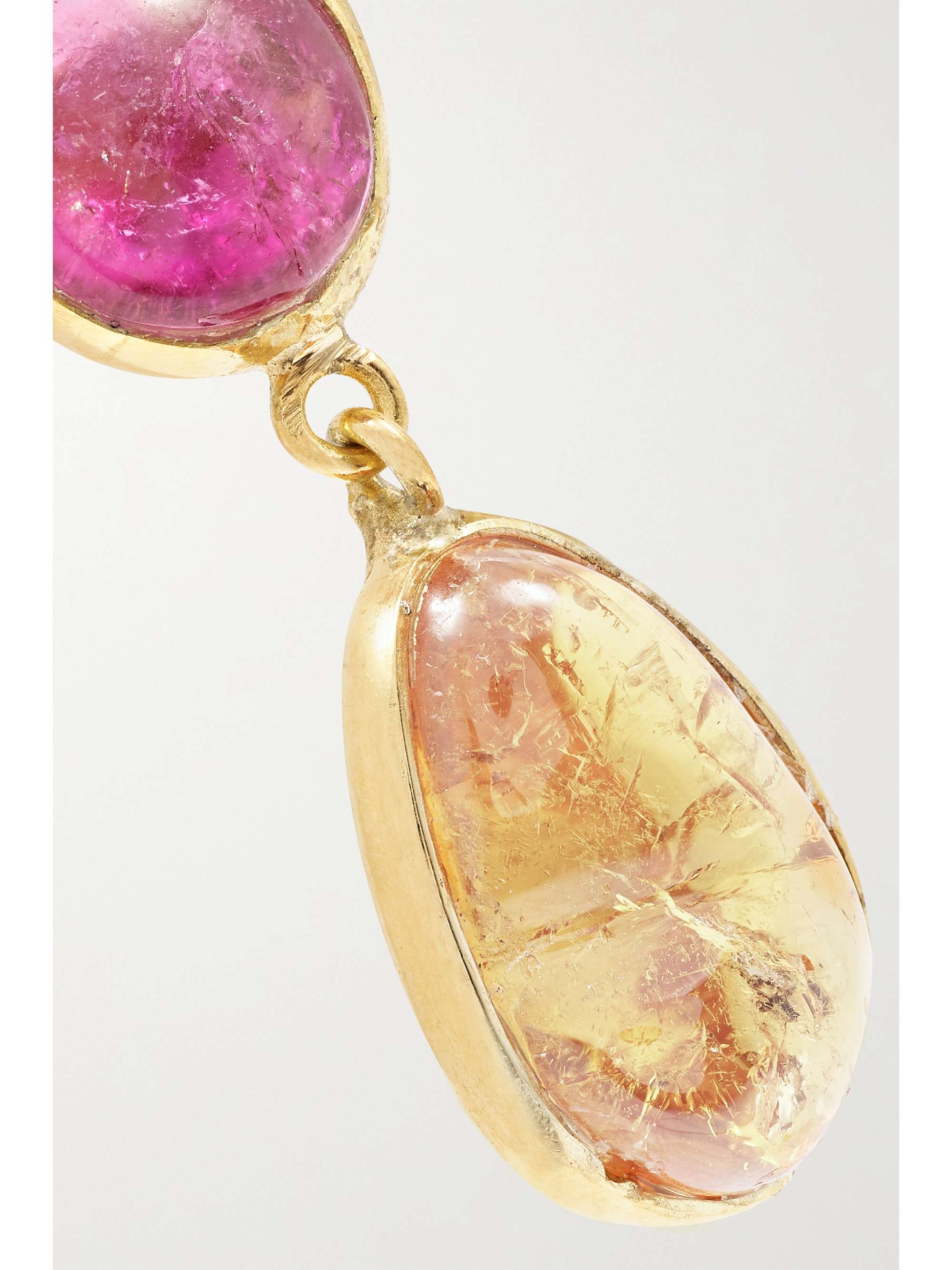PIPPA SMALL Double Drop 18-karat gold, tourmaline and garnet earrings