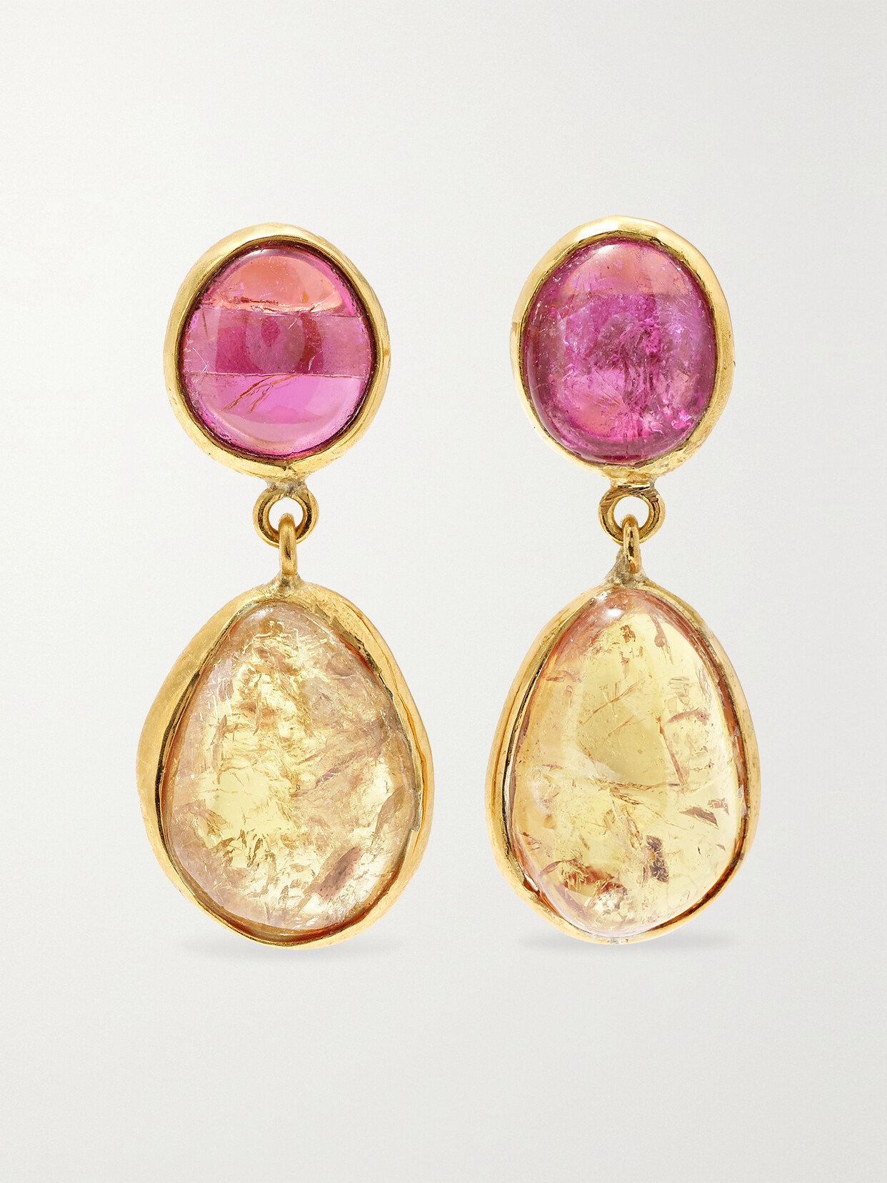 Pippa Small Double Drop 18-karat Gold, Tourmaline And Garnet Earrings