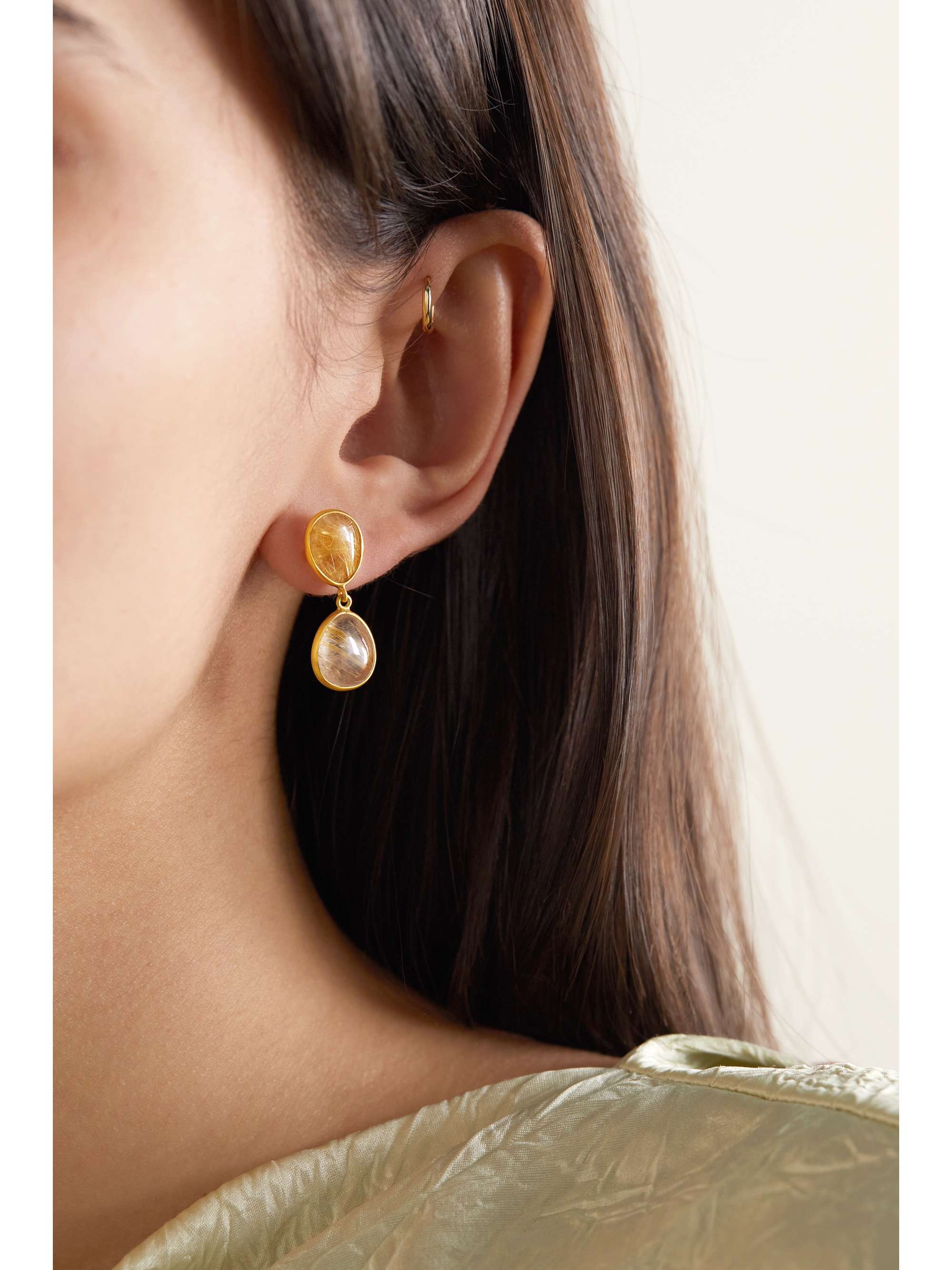 PIPPA SMALL 18-karat gold quartz earrings