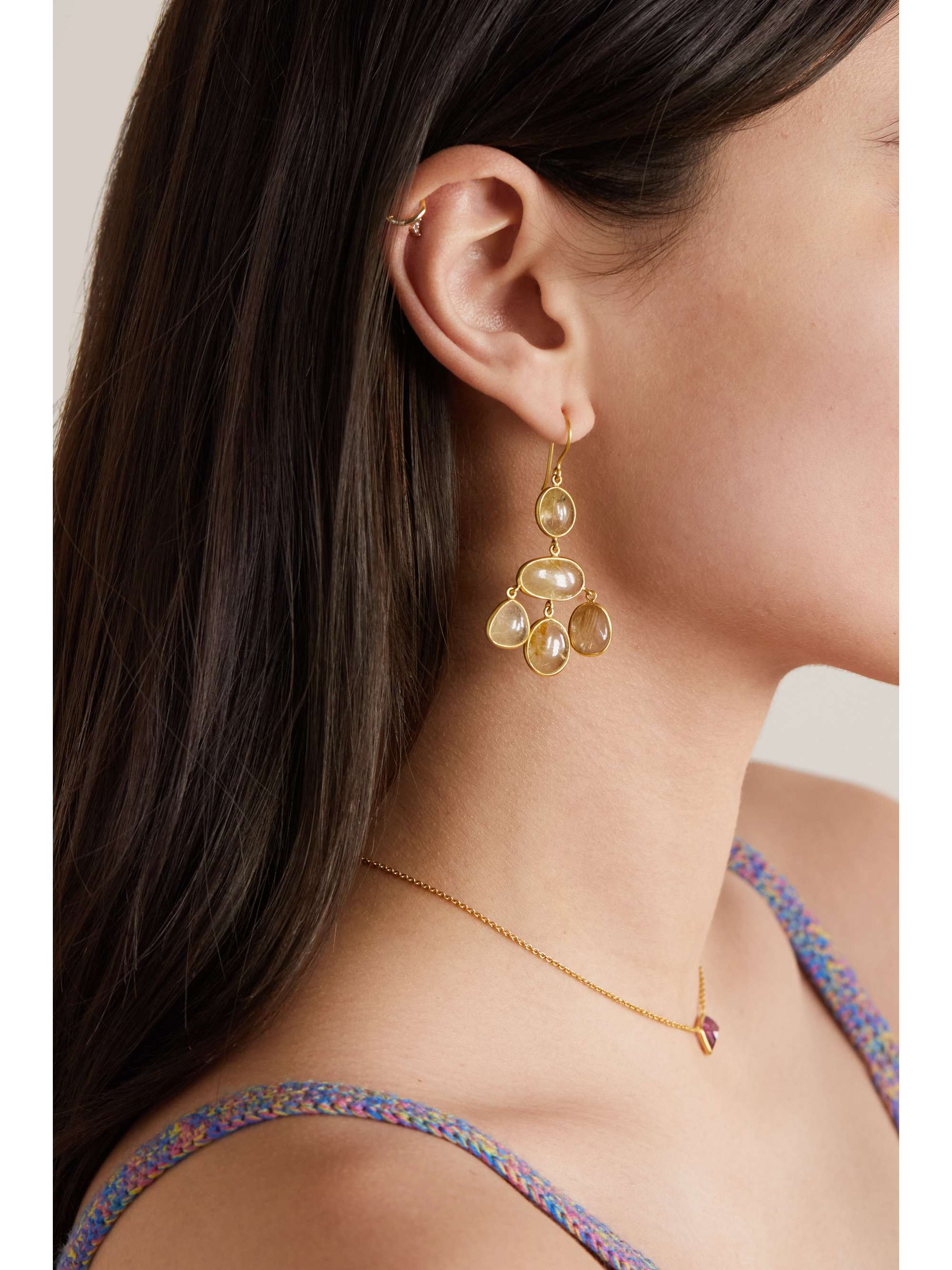 Gold 18karat gold quartz earrings PIPPA SMALL NETAPORTER