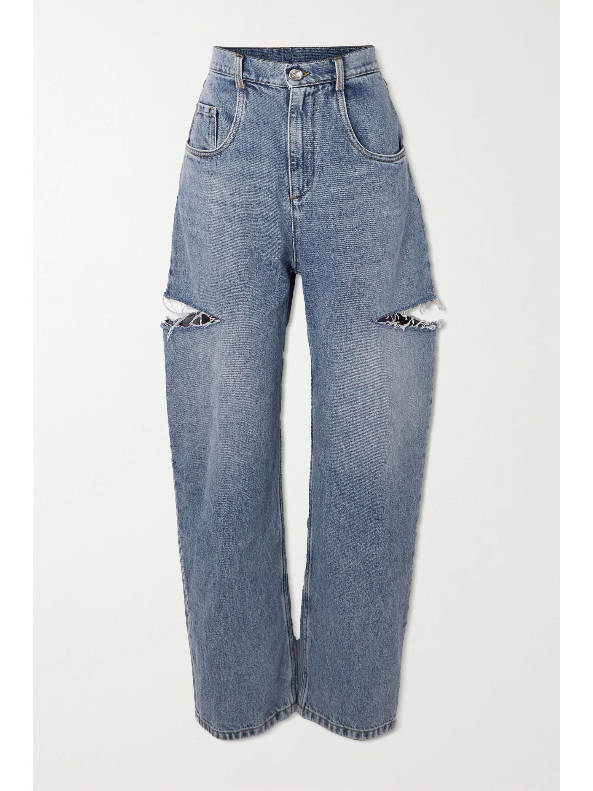 Indigo Cutout distressed high-rise wide 