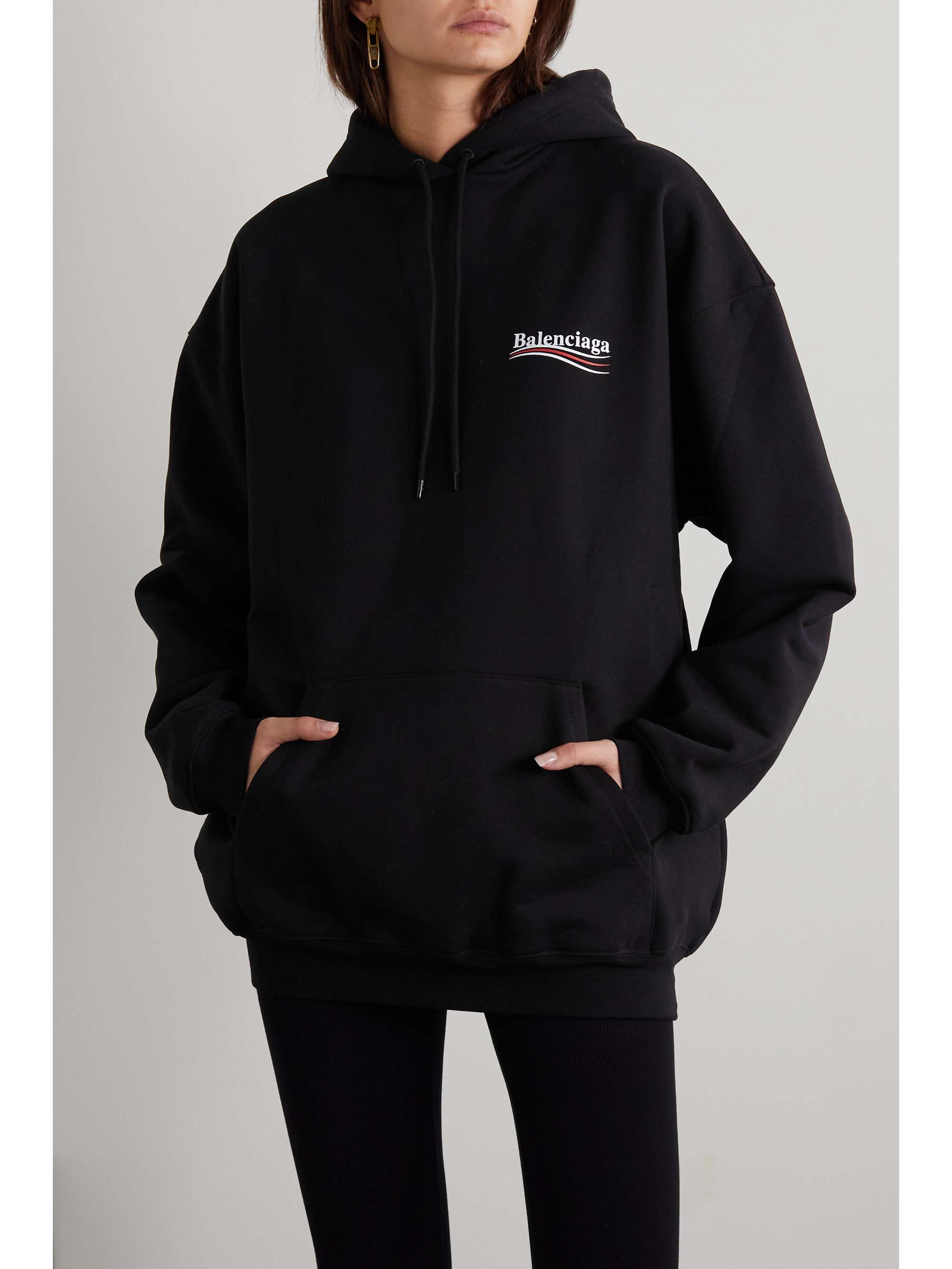 BALENCIAGA Printed cotton-jersey hoodie