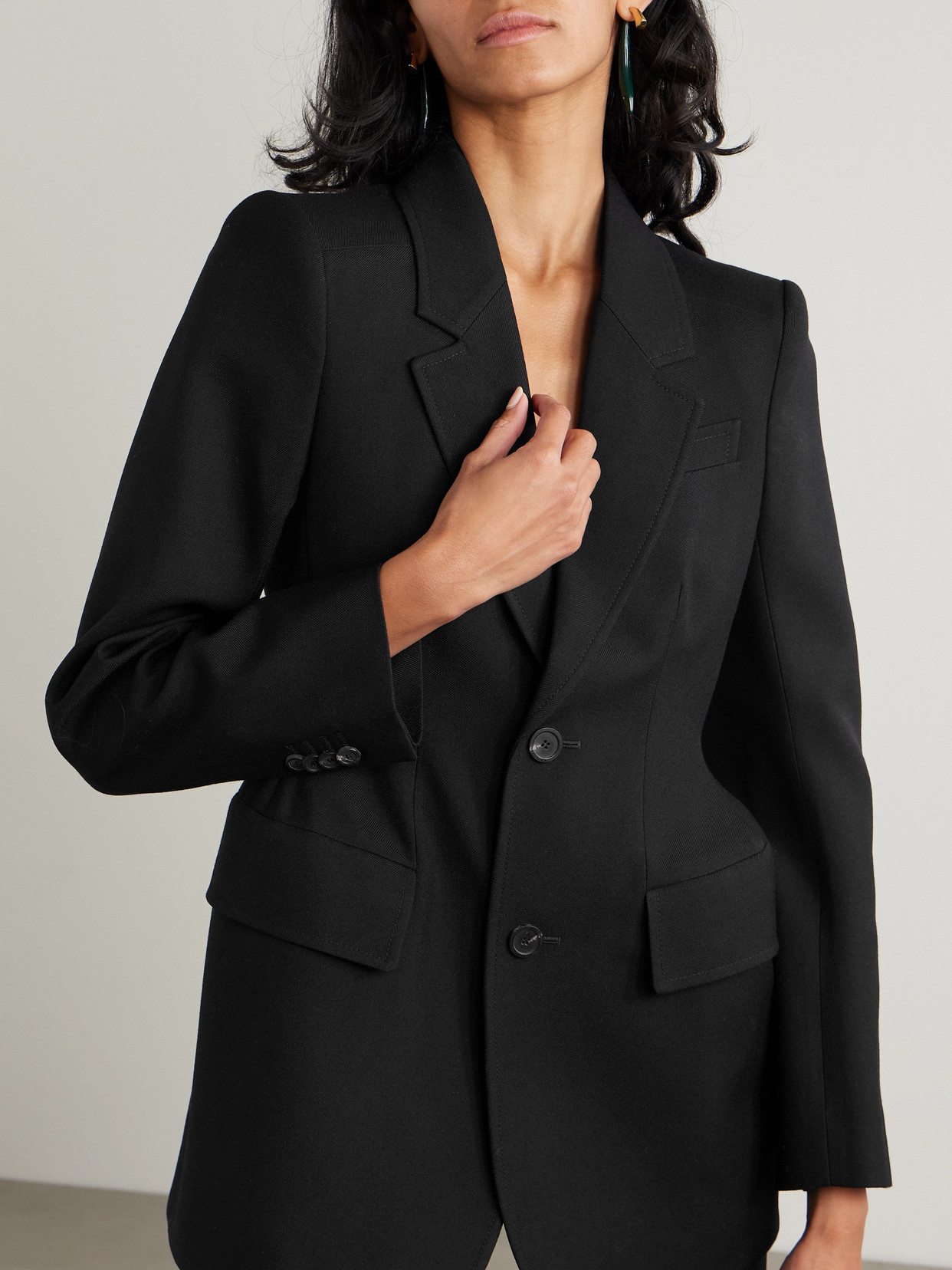 Shop Balenciaga Hourglass Wool Blazer In Black