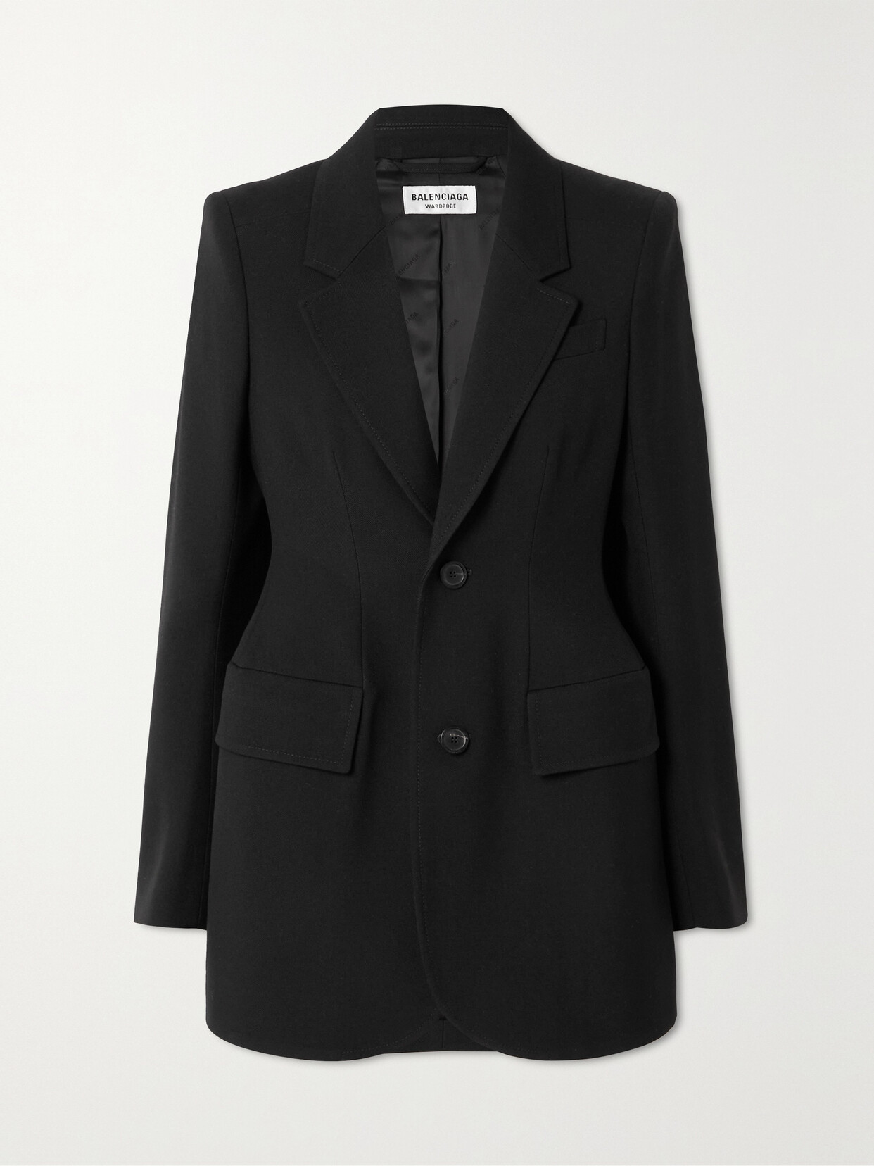 Shop Balenciaga Hourglass Wool Blazer In Black