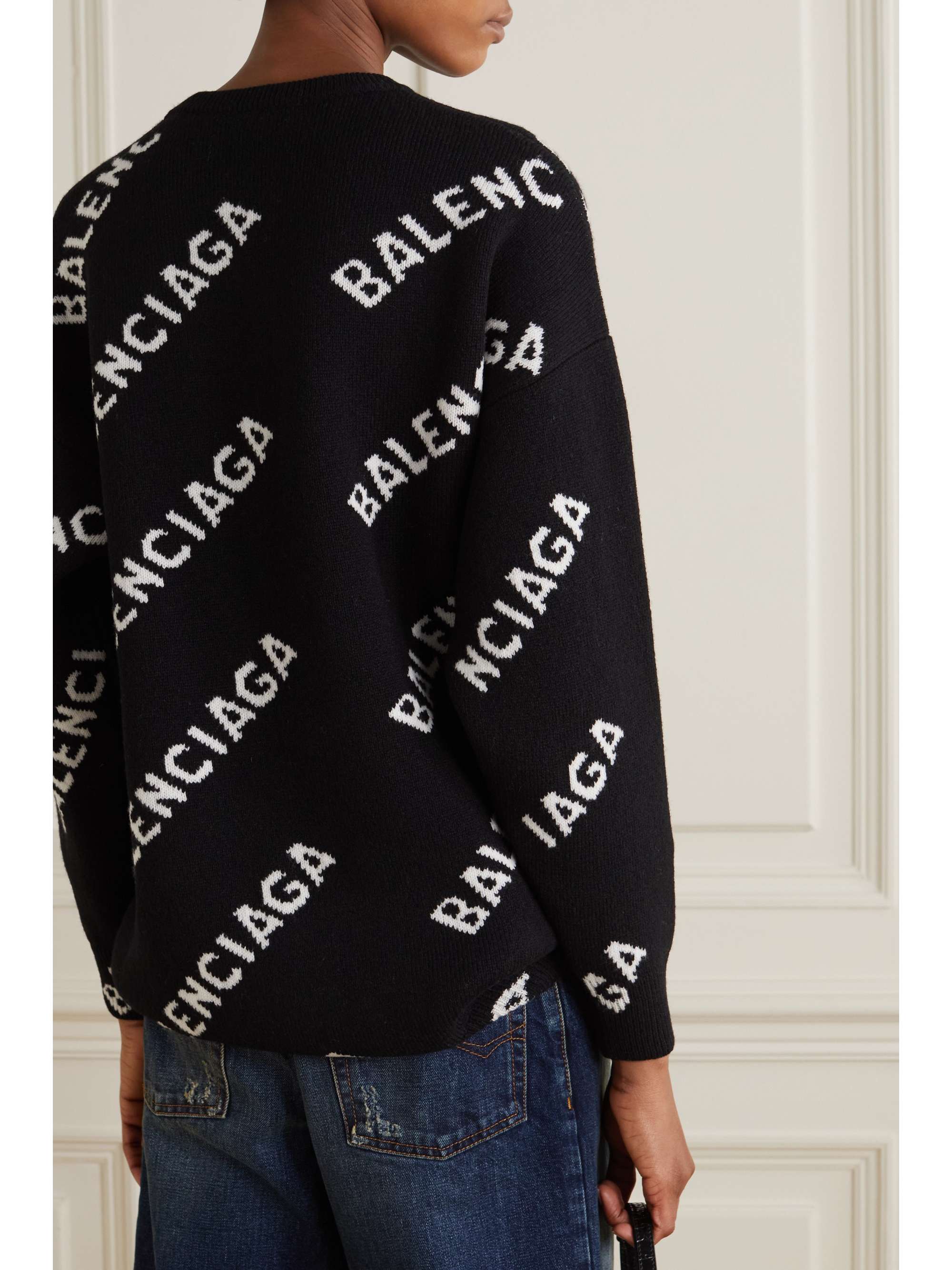 BALENCIAGA Oversized intarsia wool-blend sweater