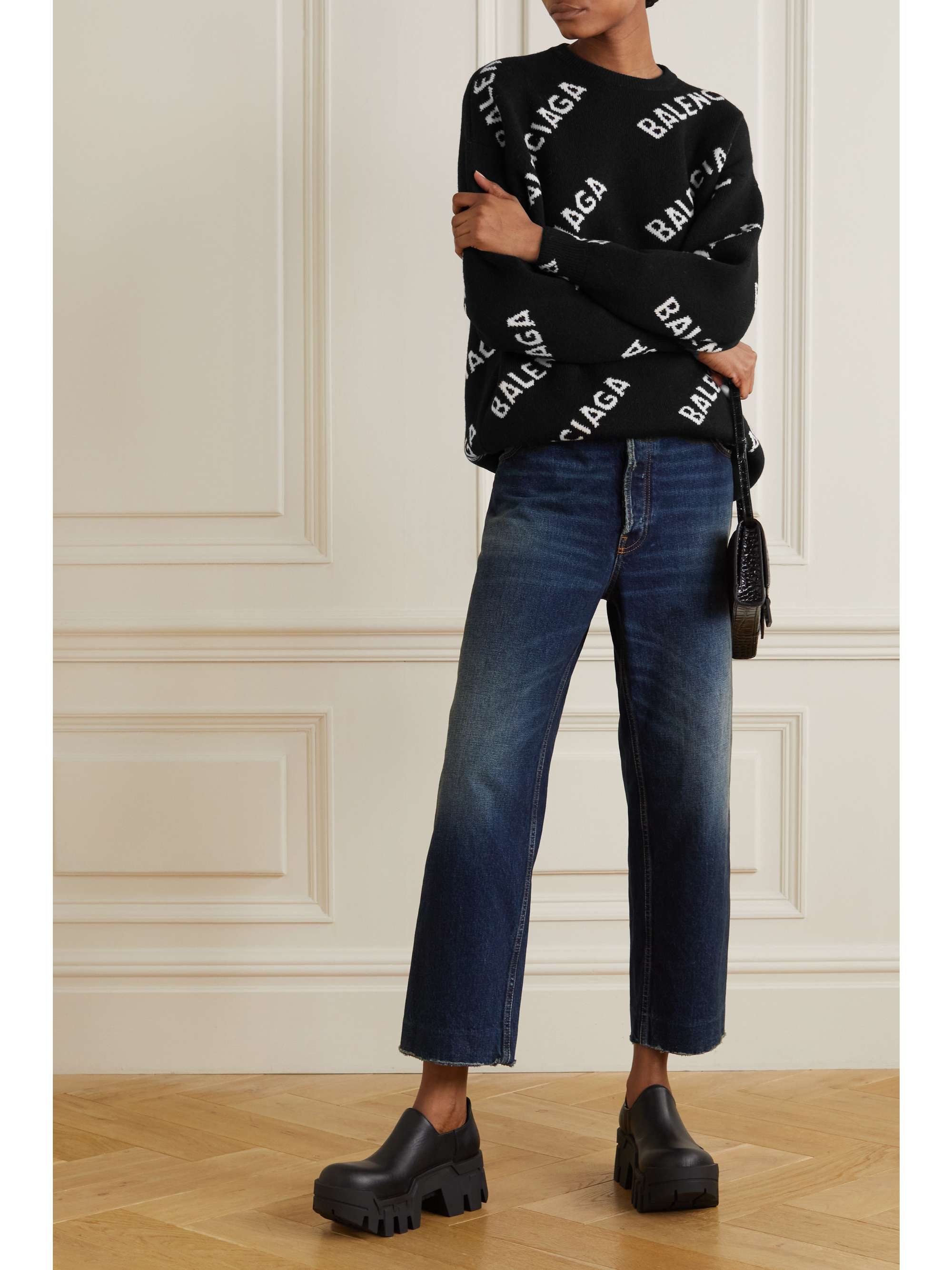 BALENCIAGA Oversized intarsia wool-blend sweater