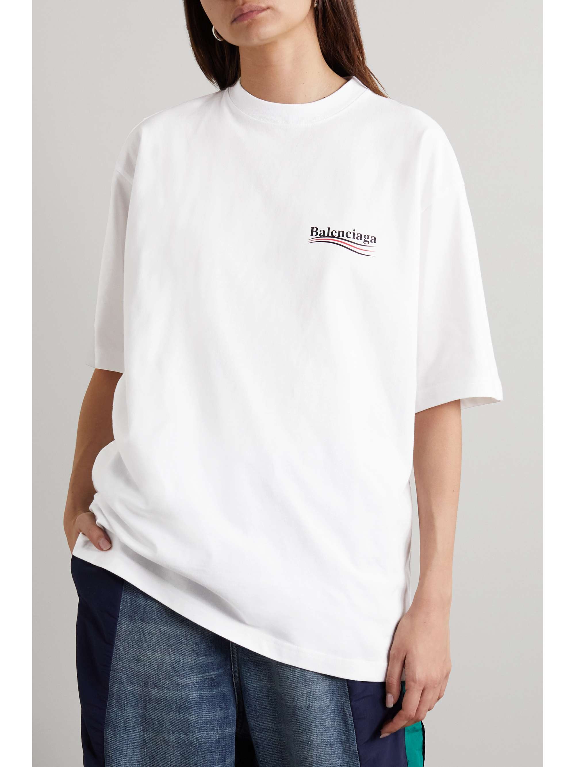 BALENCIAGA printed cotton-jersey T-shirt |