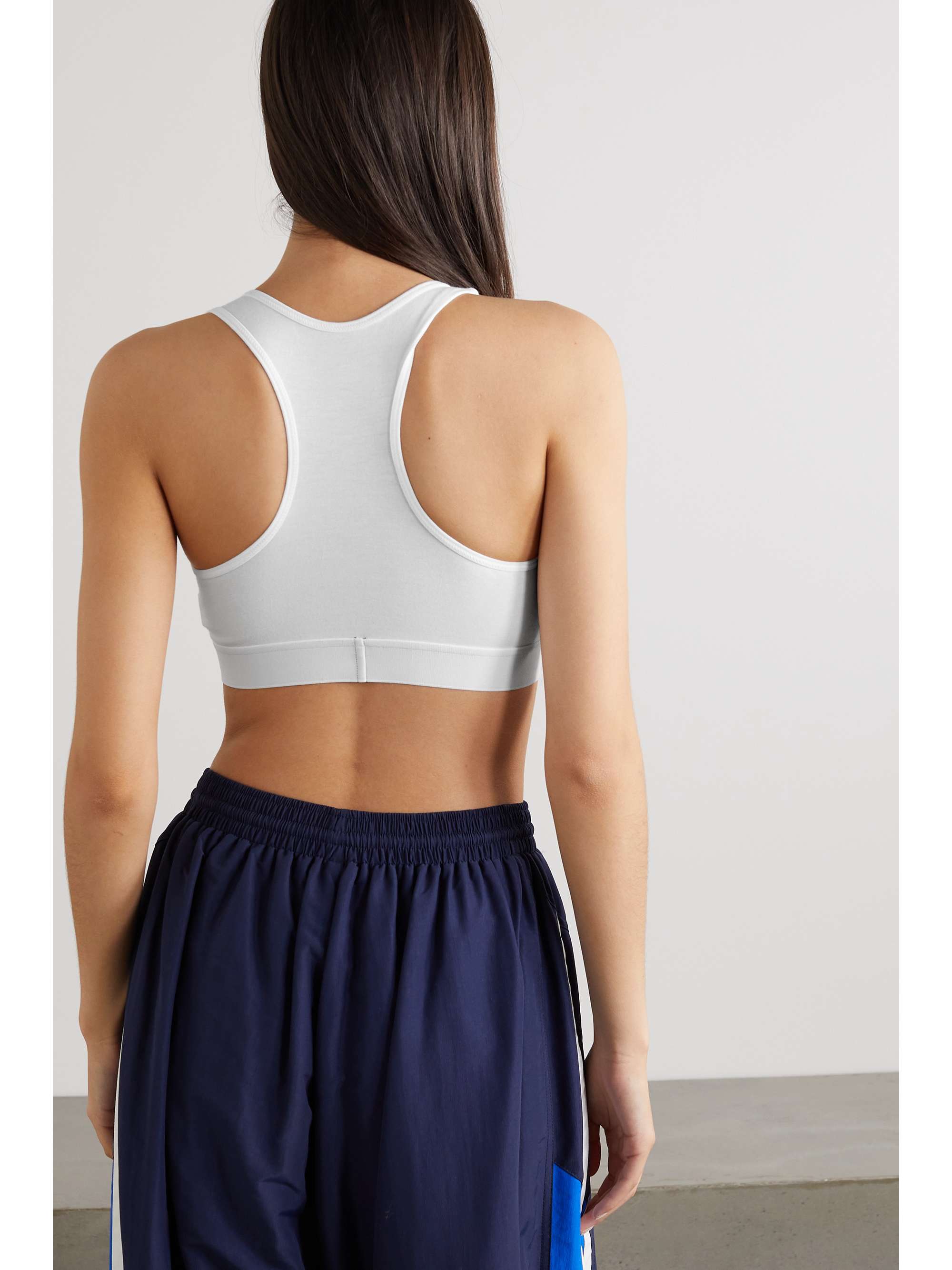 BALENCIAGA Embroidered stretch-cotton jersey sports bra