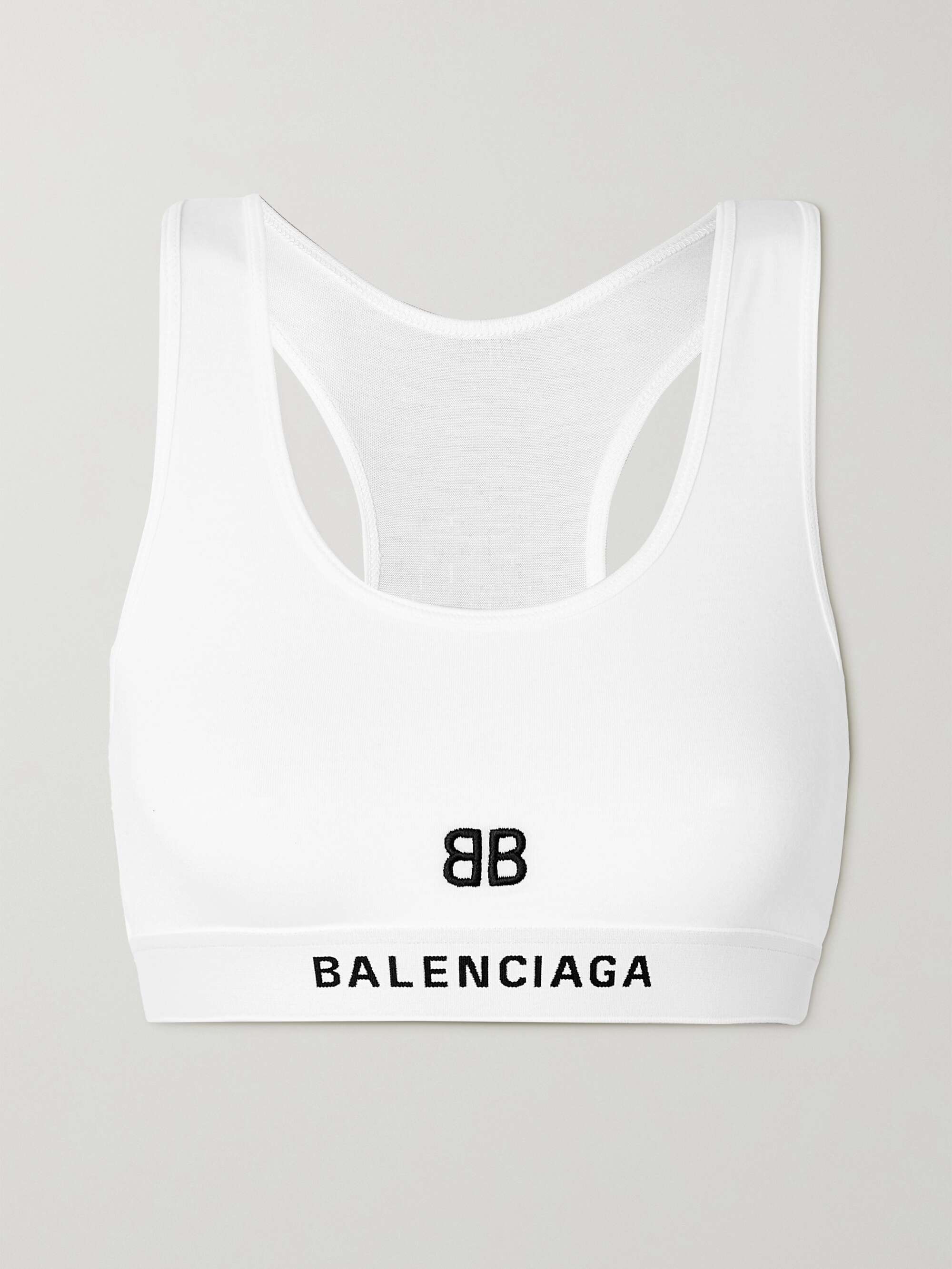 BALENCIAGA Embroidered stretch-cotton jersey sports bra