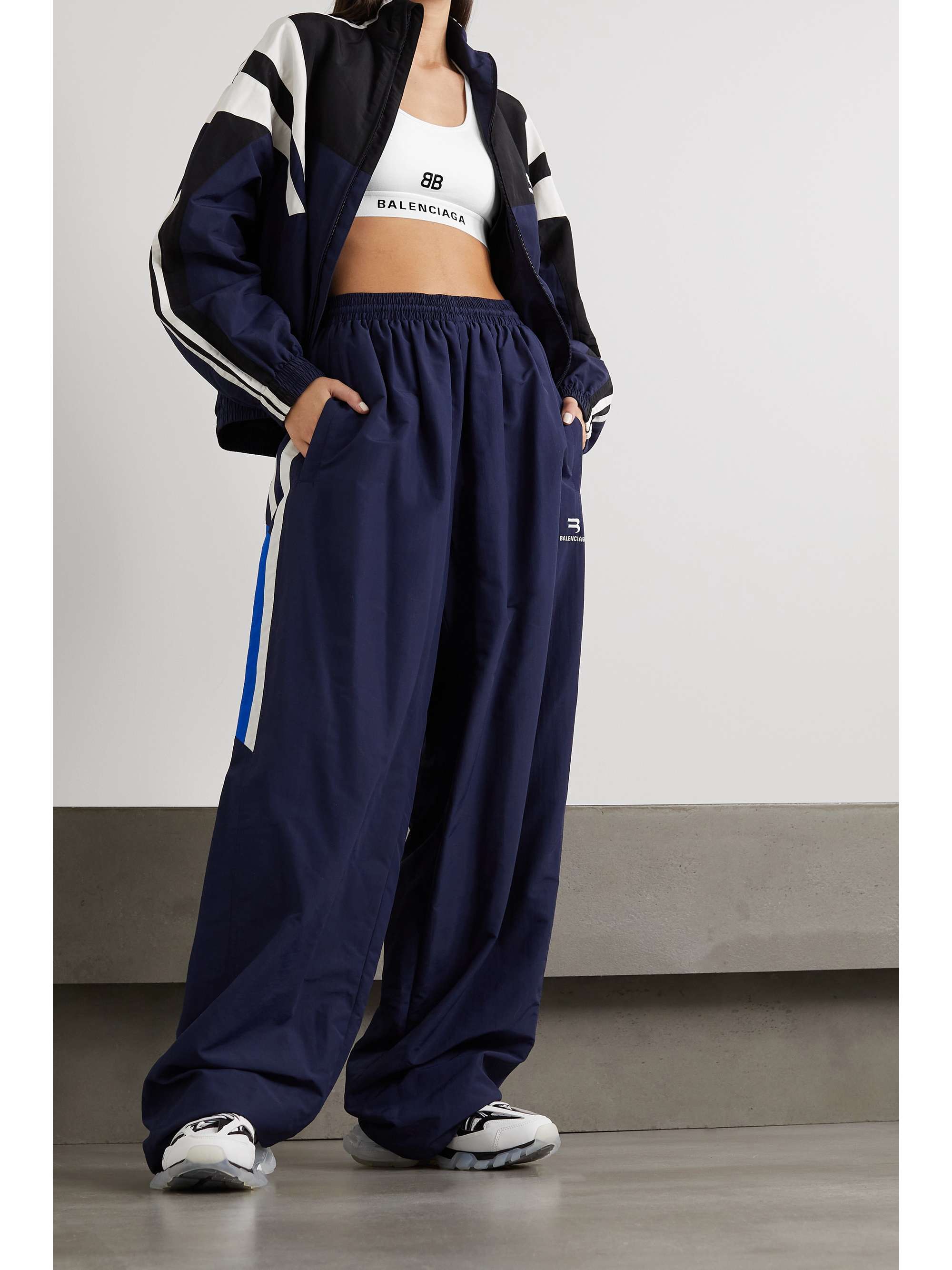 BALENCIAGA Embroidered stretch-cotton jersey sports bra