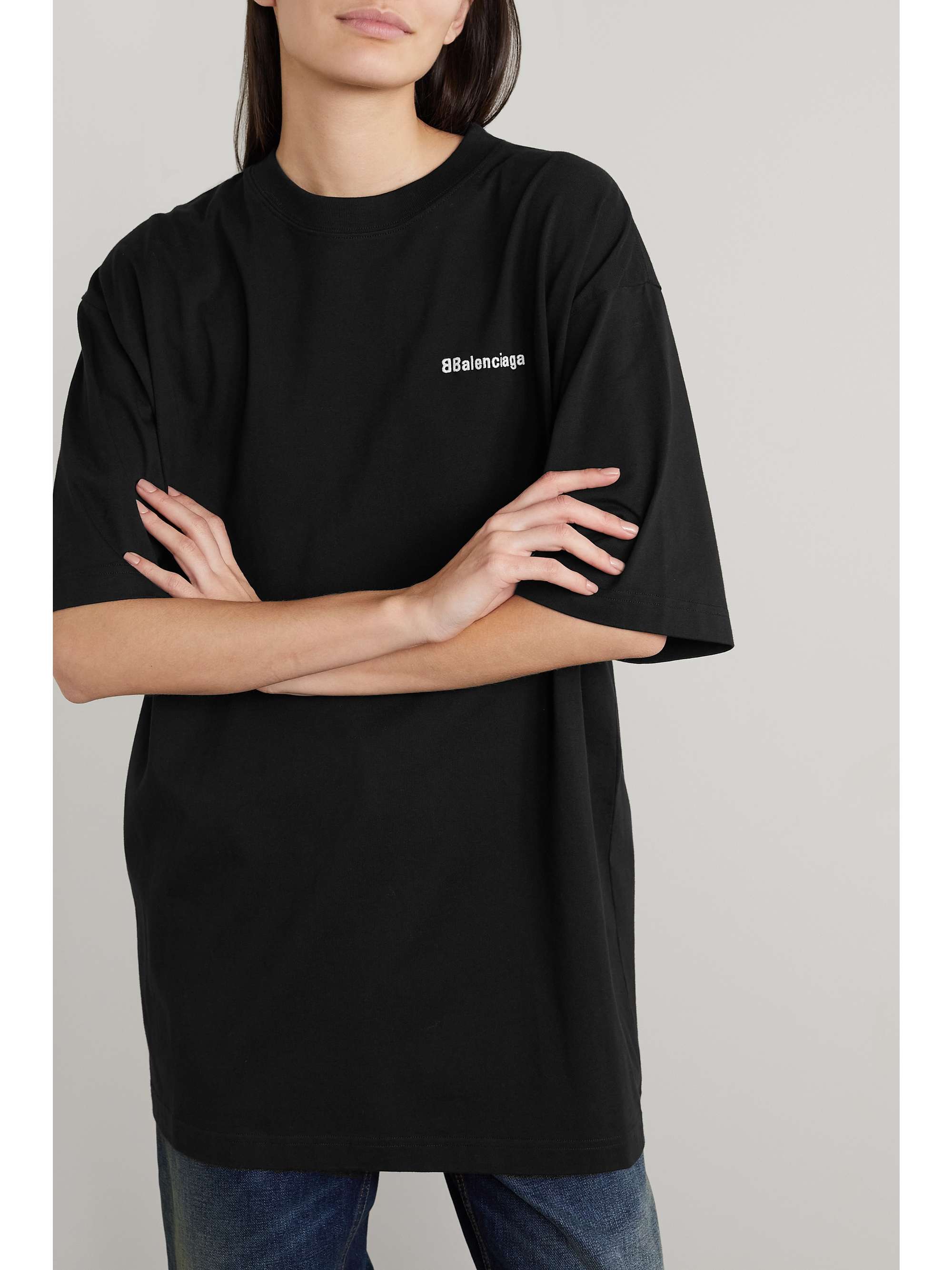 Oversized embroidered cotton-jersey T-shirt