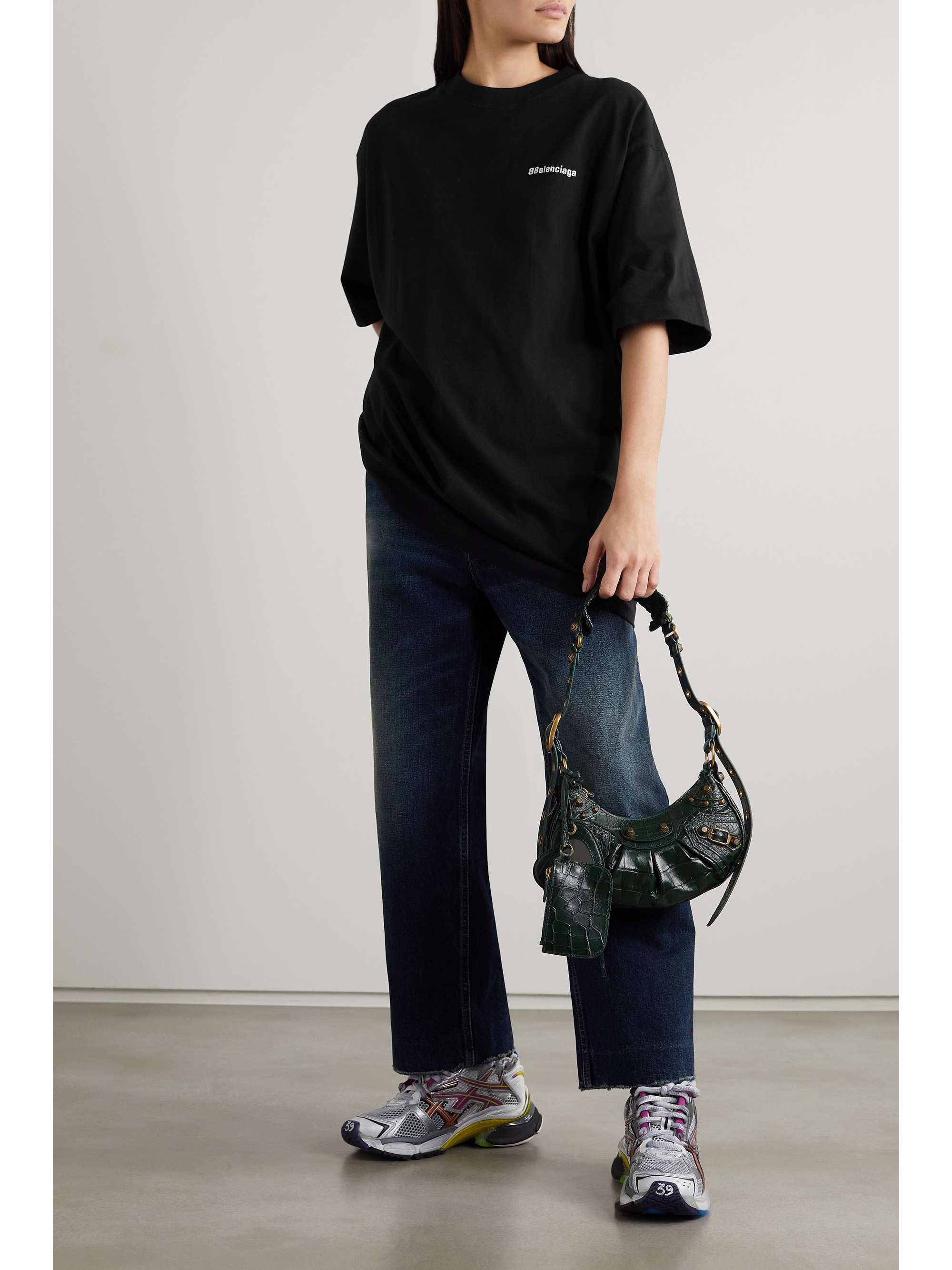 Oversized embroidered cotton-jersey T-shirt
