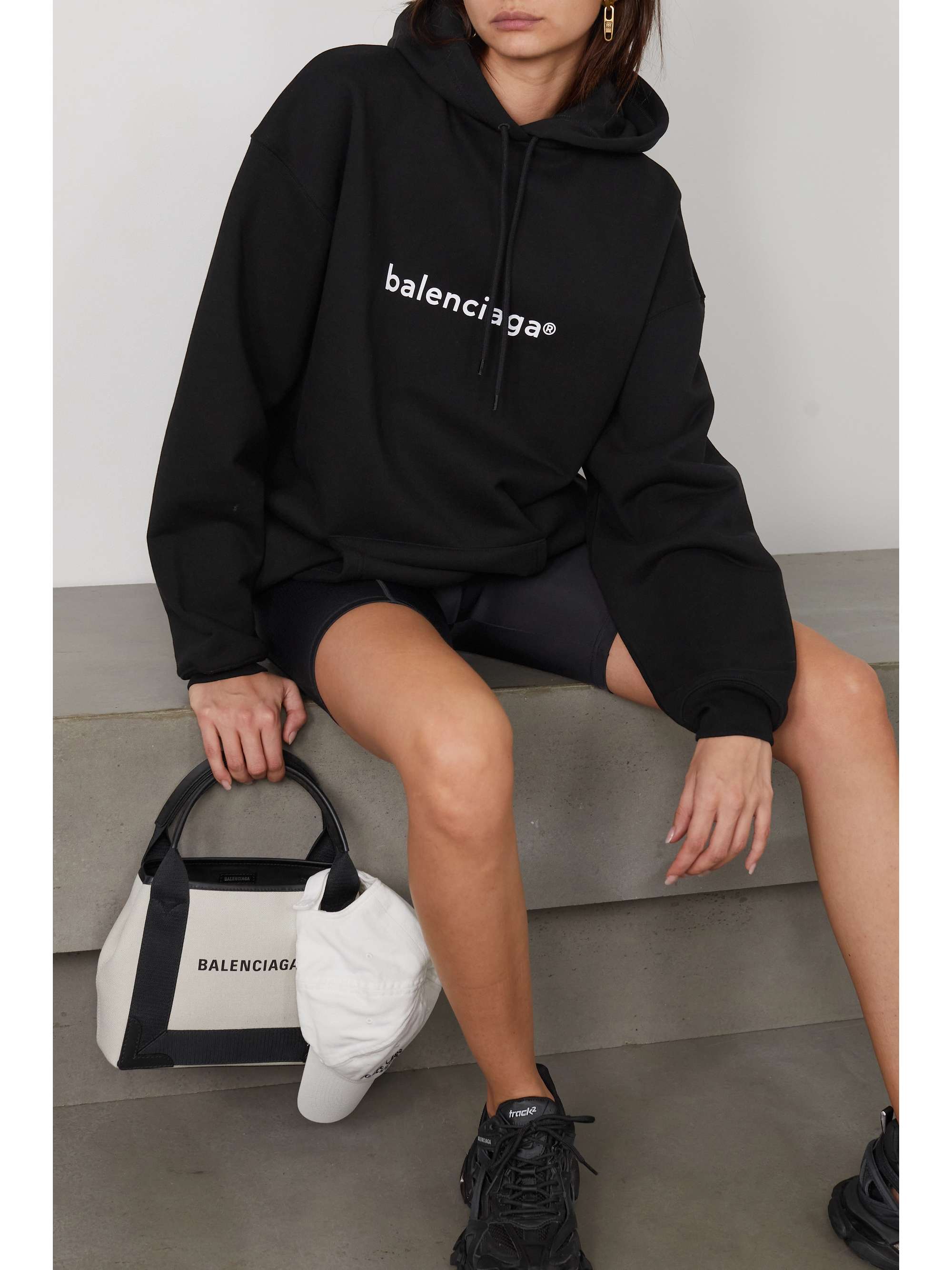 BALENCIAGA Printed cotton-jersey hoodie