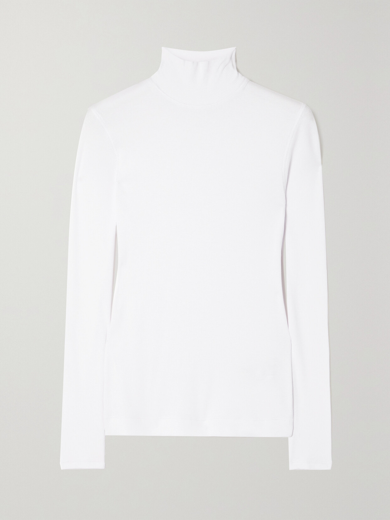 Ninety Percent Suri Ribbed Organic Stretch-cotton Turtleneck Top In White