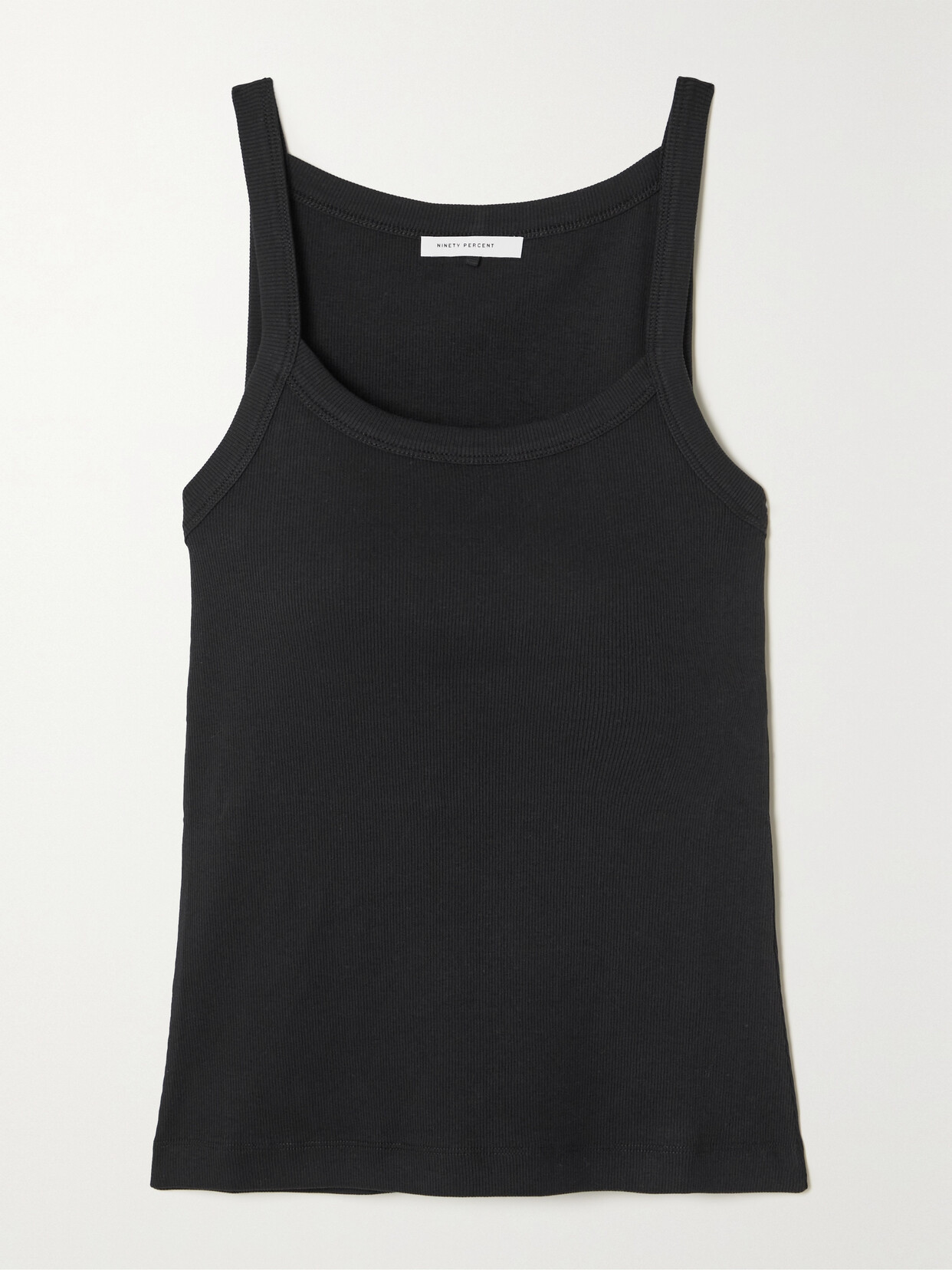 Ninety Percent Ava Ribbed Stretch-organic Cotton Tank In Black