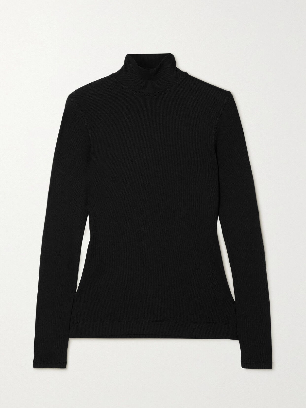 Ninety Percent Suri Ribbed Stretch-organic Cotton Turtleneck Top In Black