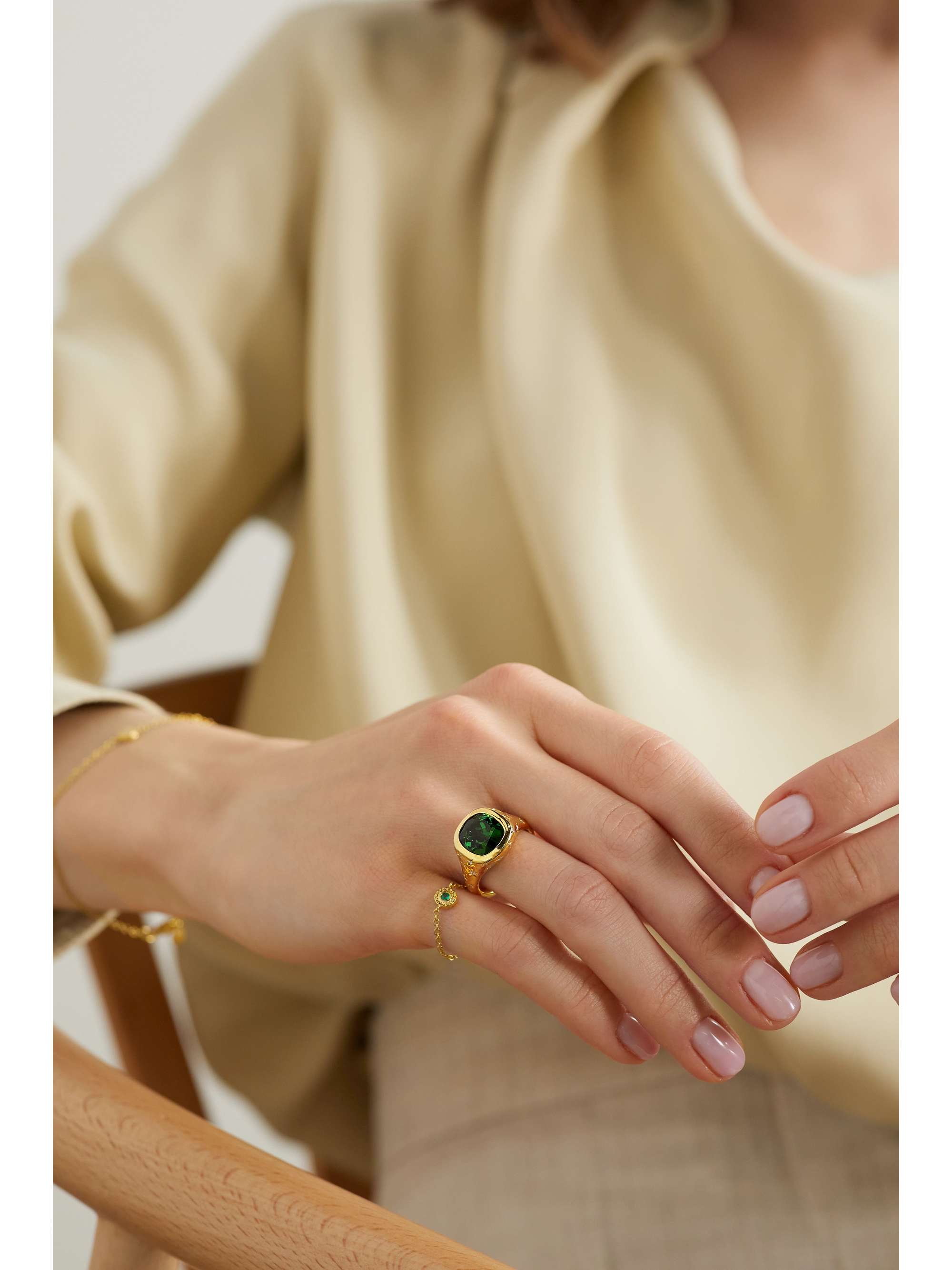 OCTAVIA ELIZABETH Imogen 18-karat recycled gold, tourmaline and diamond ring