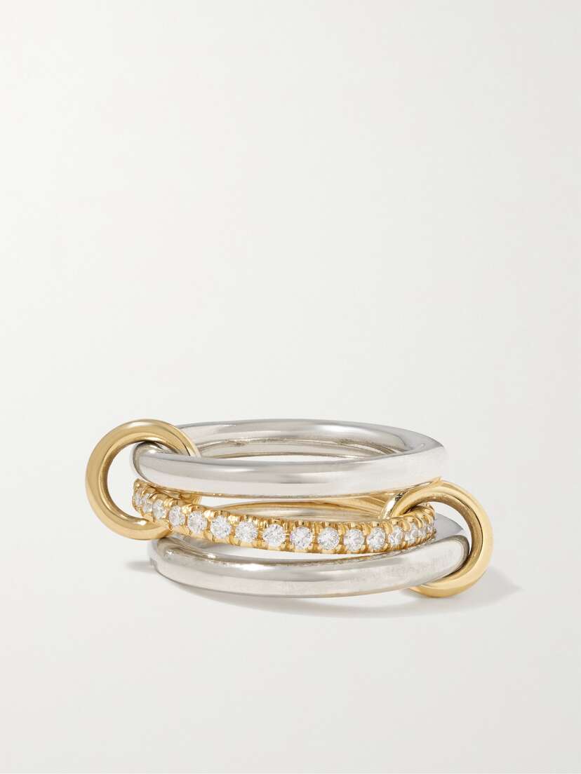 Spinelli Kilcollin Libra Petite Set Of Three 1-karat  And Sterling Silver Diamond Rings