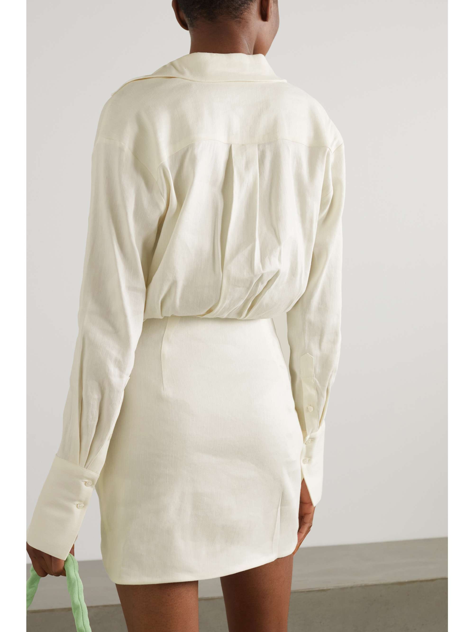 GAUGE81 Naha draped lamé mini shirt dress