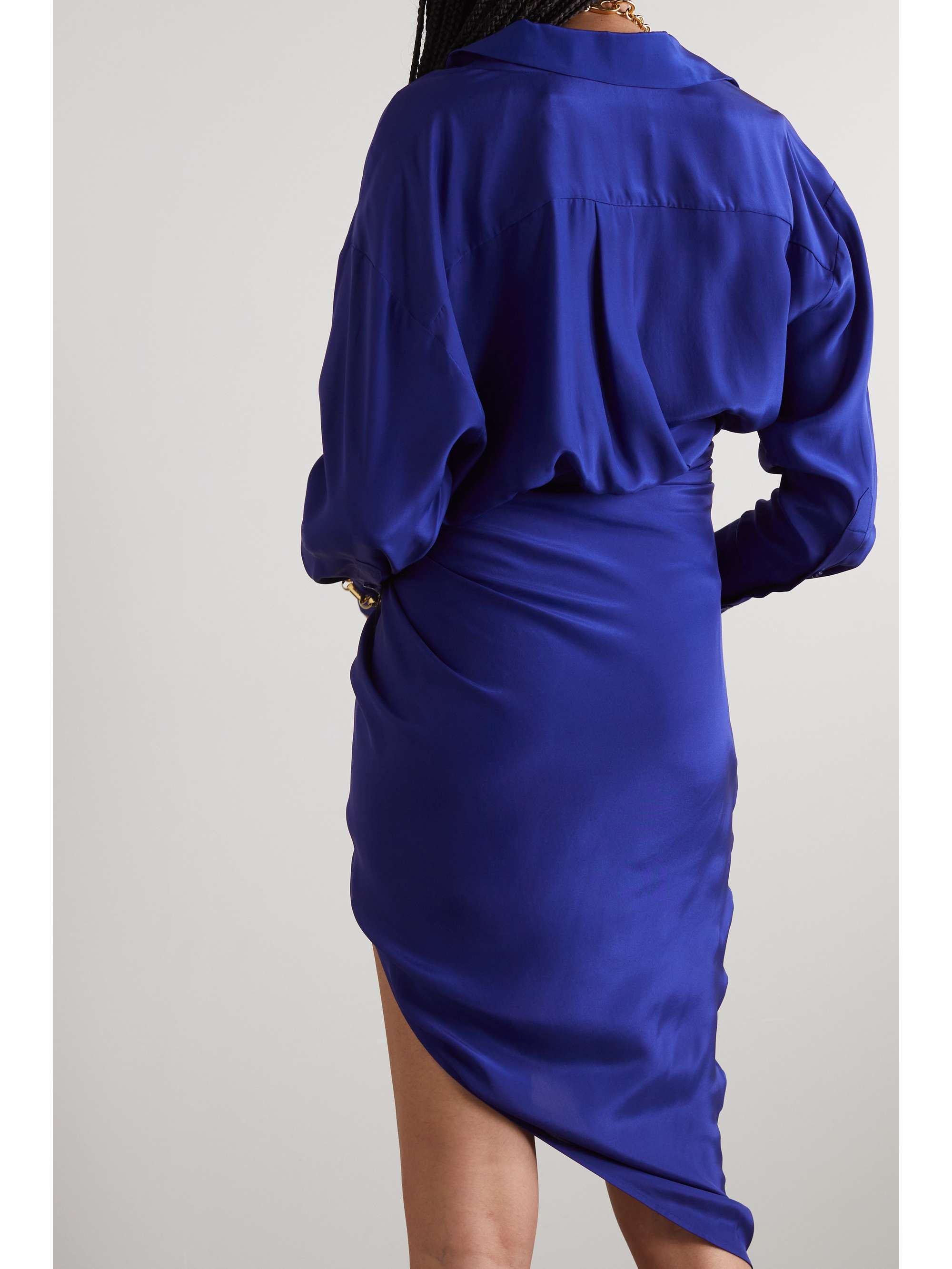 Blue Puno asymmetric draped silksatin dress GAUGE81 NETAPORTER