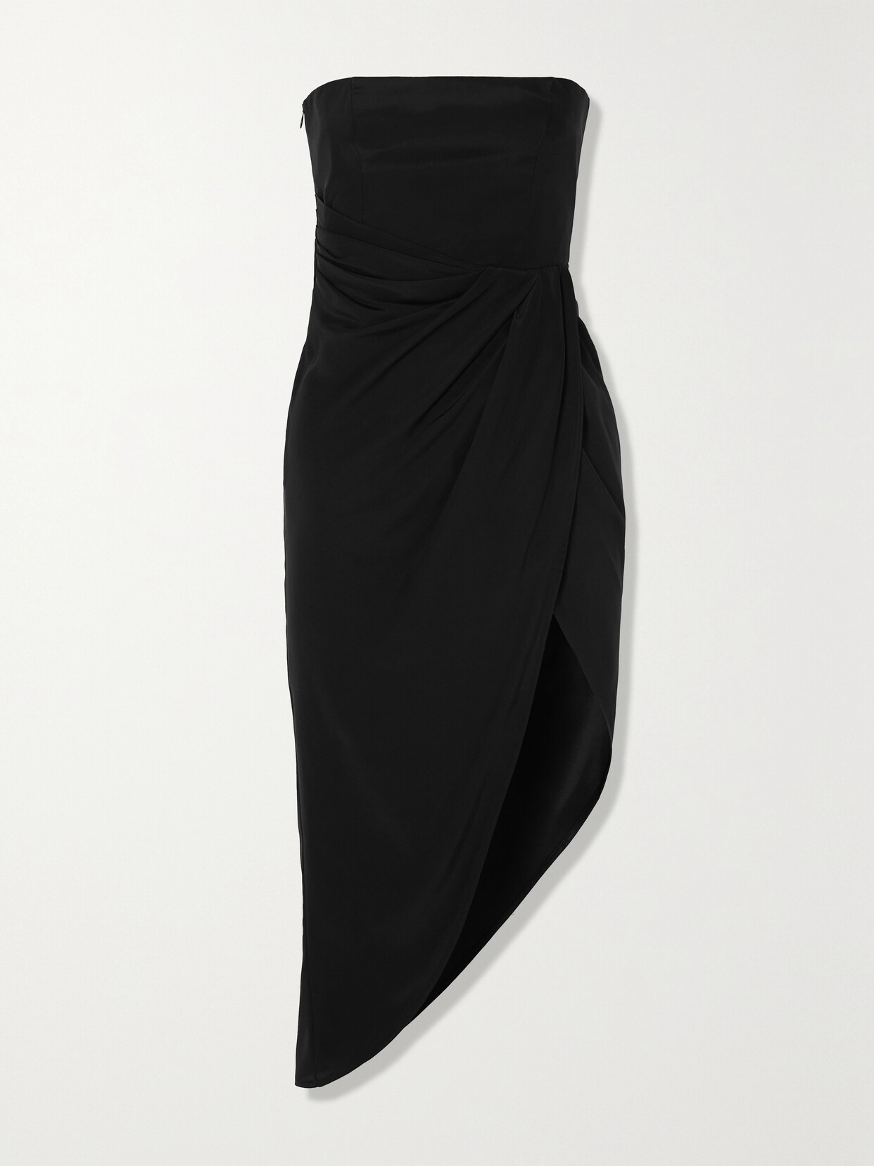 Gauge81 Lica Strapless Gathered Silk-satin Midi Dress In Black