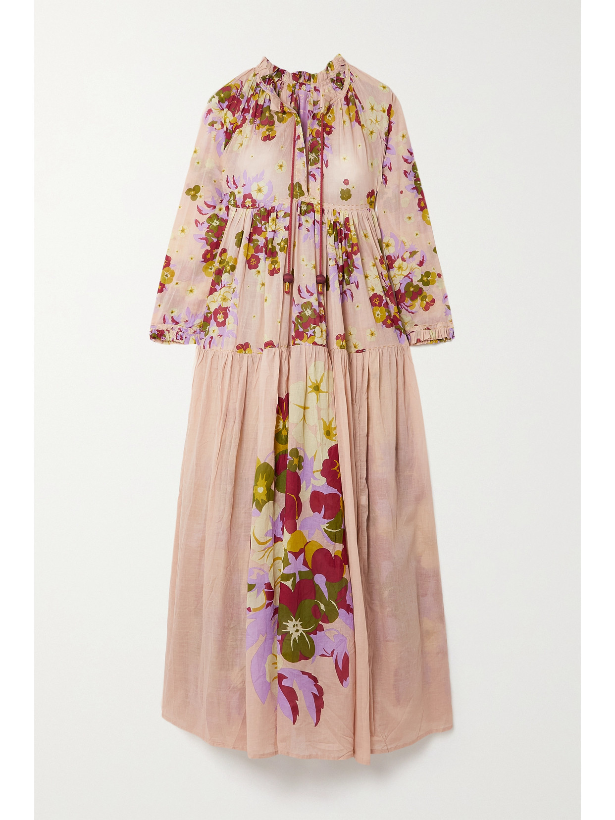 Yvonne S - Tasseled Floral-print Cotton Maxi Dress - Pink 22 Awaiting product image