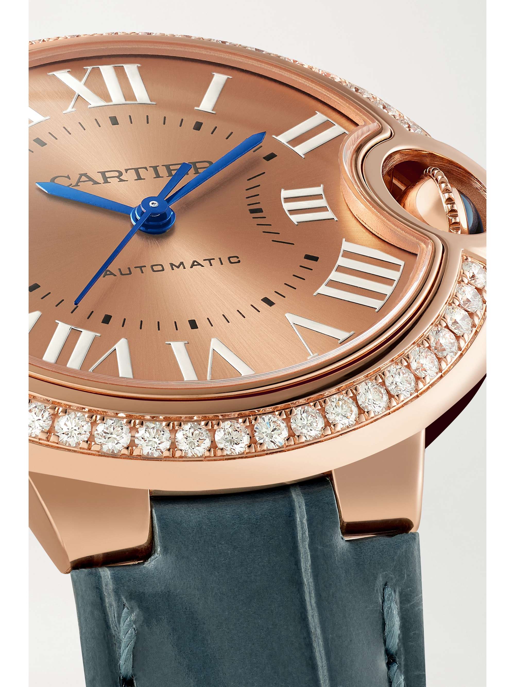 CARTIER Ballon Bleu de Cartier Automatic 33mm 18-karat rose gold, alligator and diamond watch